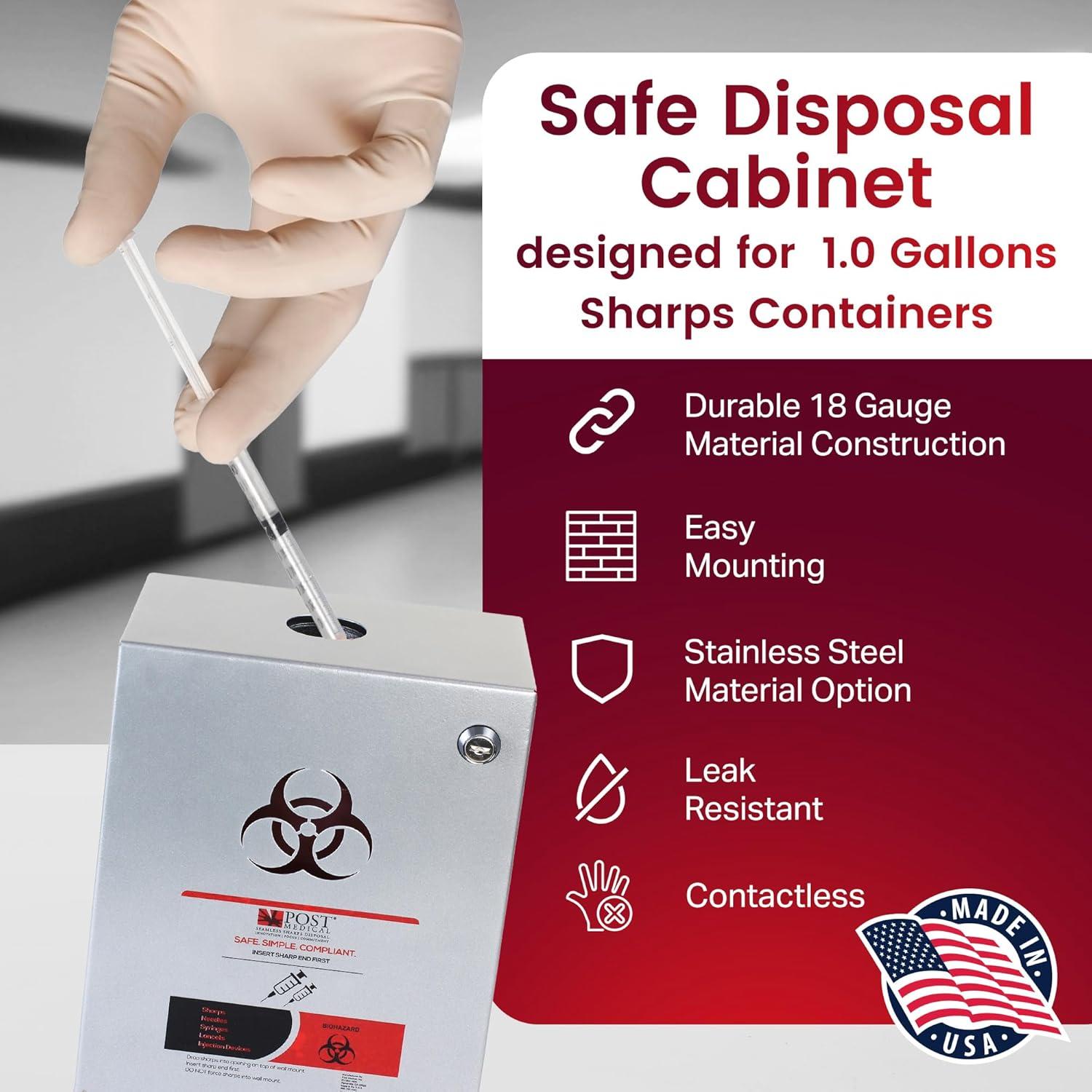 Juego de gabinete de pared con contenedor de agujas Conseal 1 galón