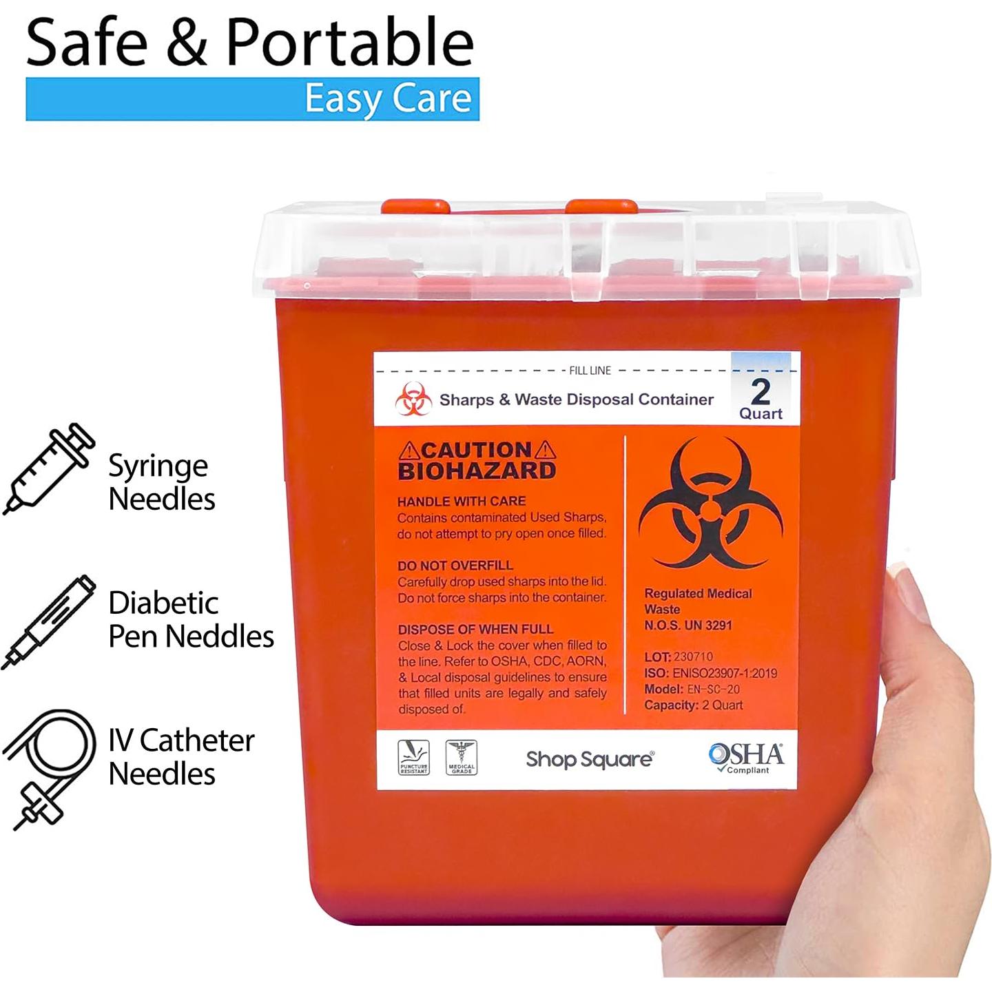 Contenedor de Desecho de Agujas Shop Square 2 Cuartos