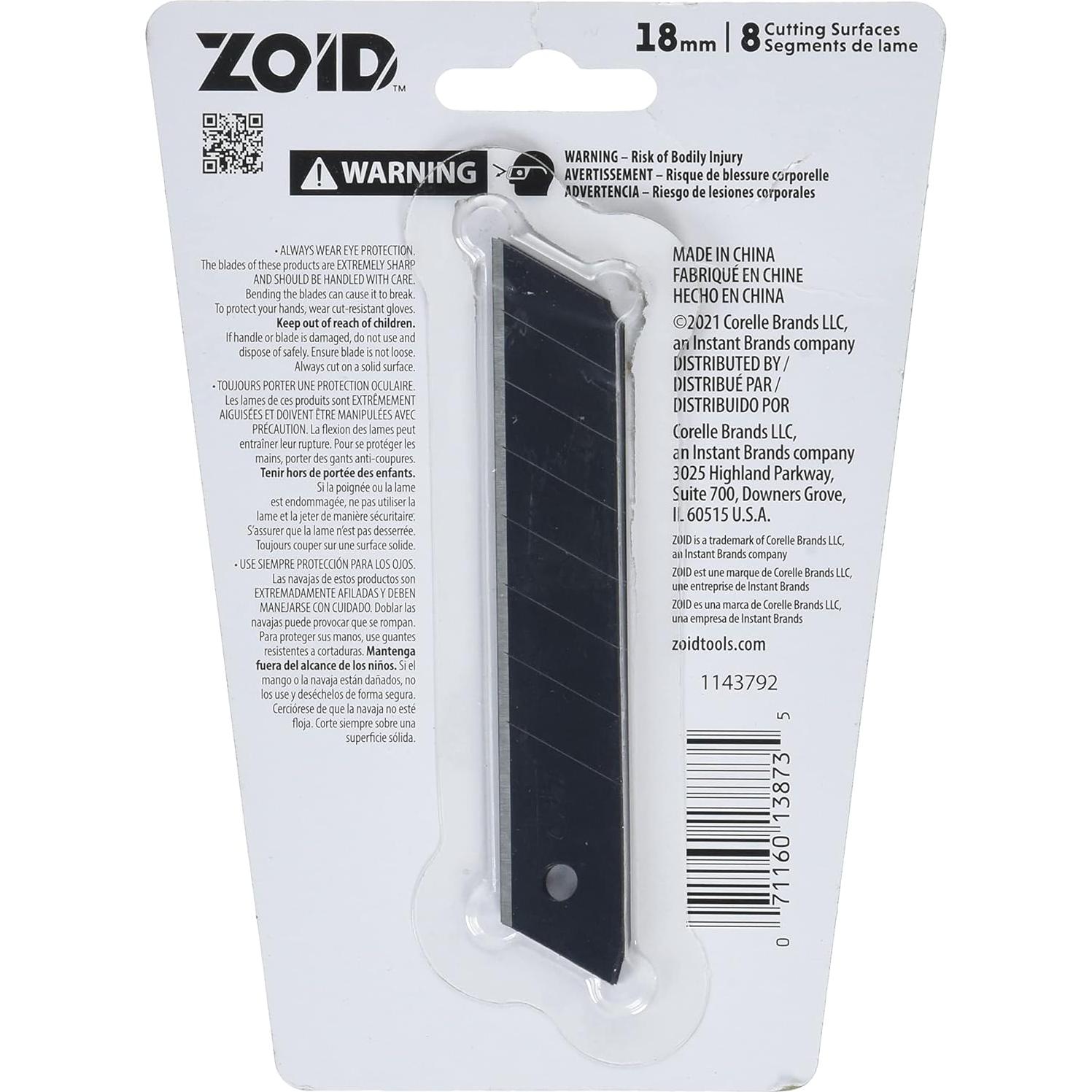 Recarga de Cuchillas Zoid 18mm Acero Carbono Paquete 5