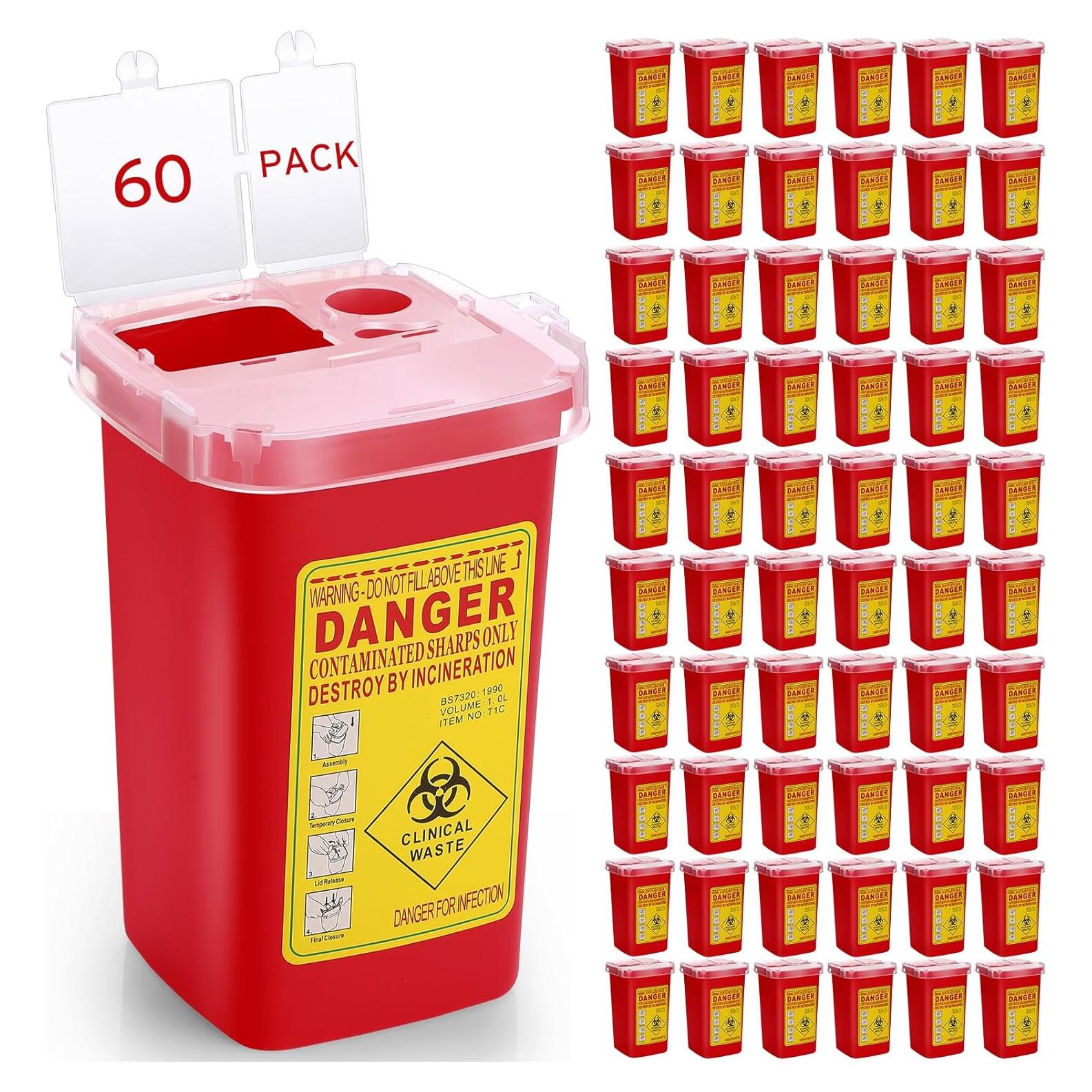 Contenedor de Desechos Punzantes Nuogo 60 Pcs 1 Quart Rojo
