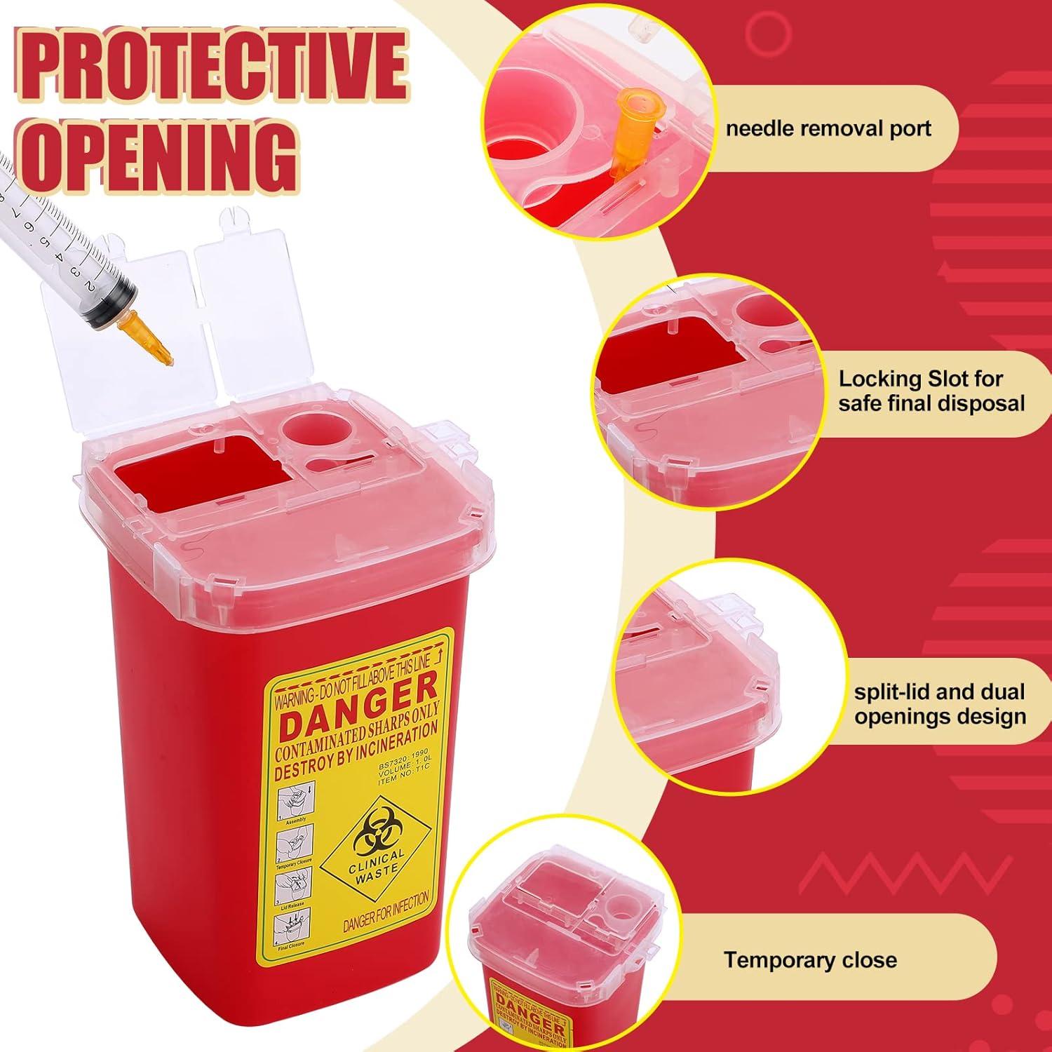 Contenedor de Desechos Punzantes Nuogo 60 Pcs 1 Quart Rojo