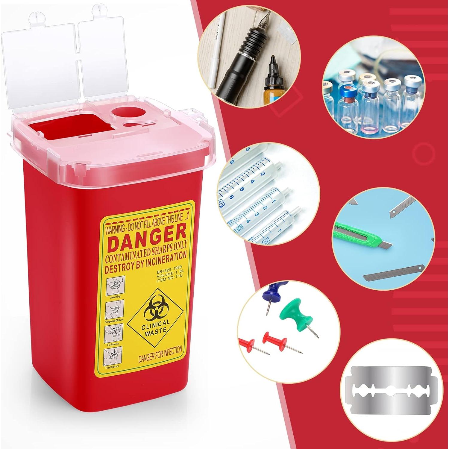 Contenedor de Desechos Punzantes Nuogo 60 Pcs 1 Quart Rojo