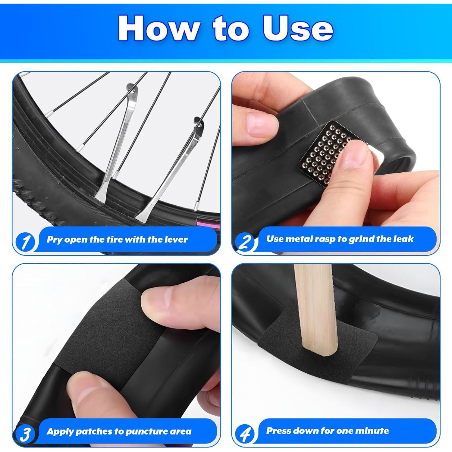 Kit de Reparación de Neumáticos Cosmos con 24 Parches y Herramientas