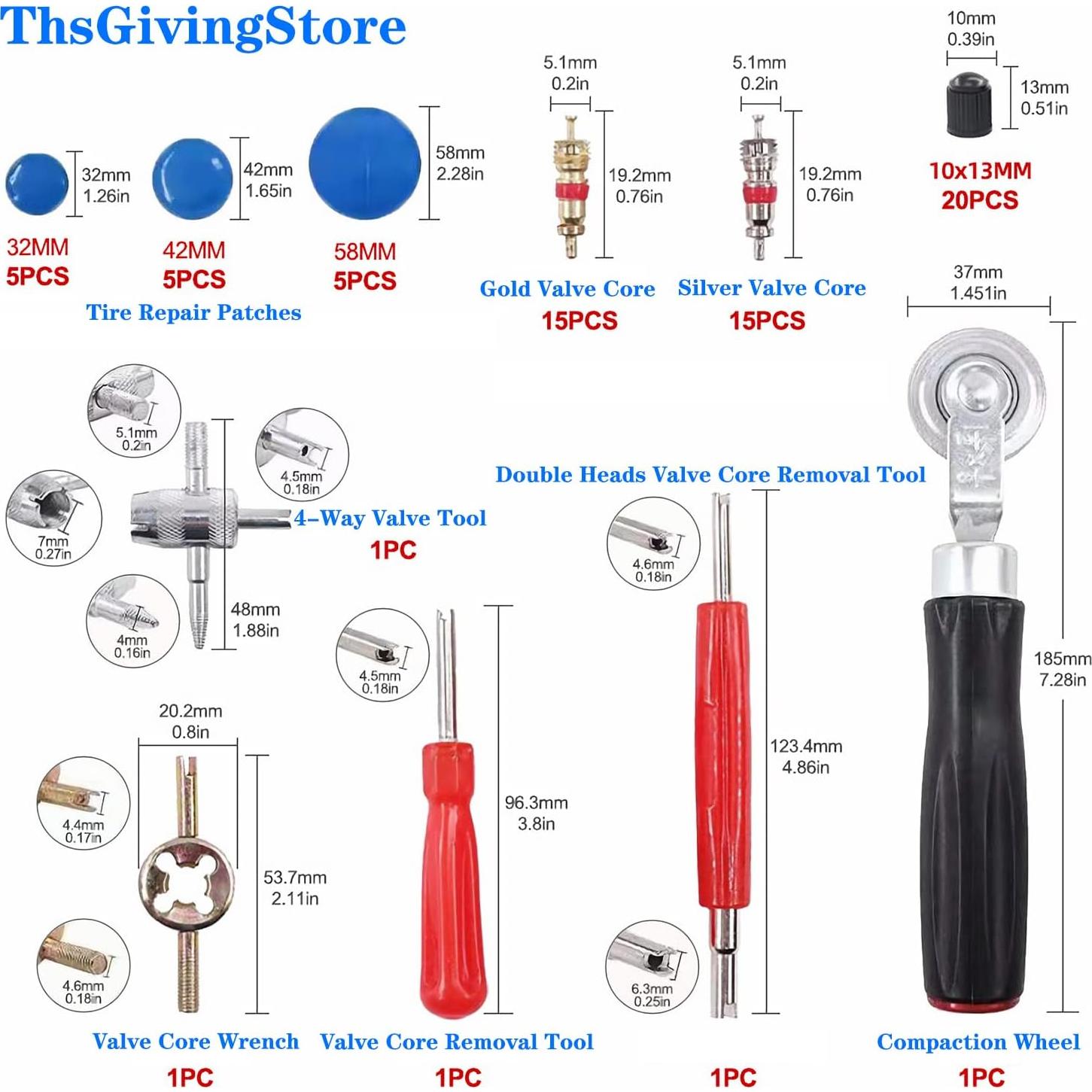 Kit de Reparación de Neumáticos 70 Piezas ThsGivingStore