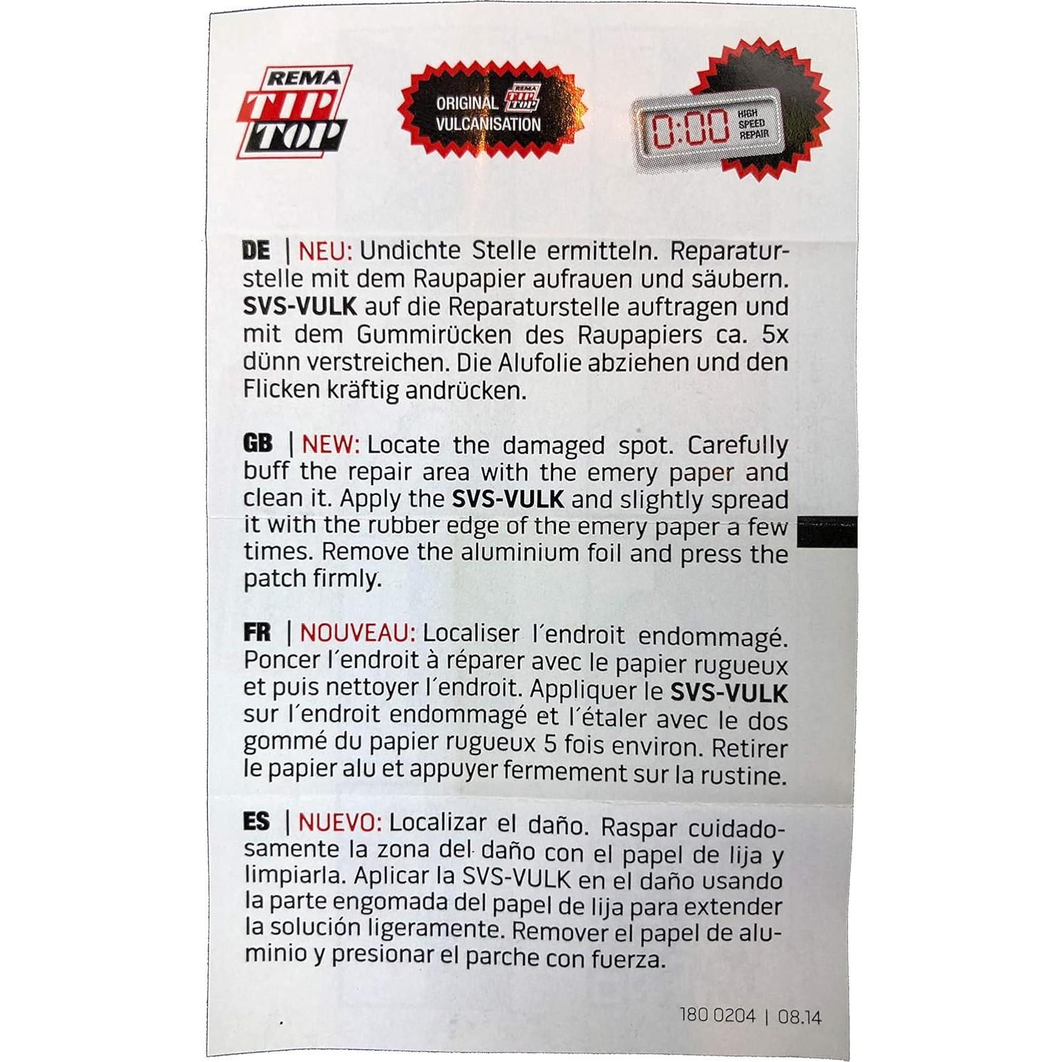 Kit de Reparación de Parches para Tubos Rema Tip Top TT01 - 2 Unidades