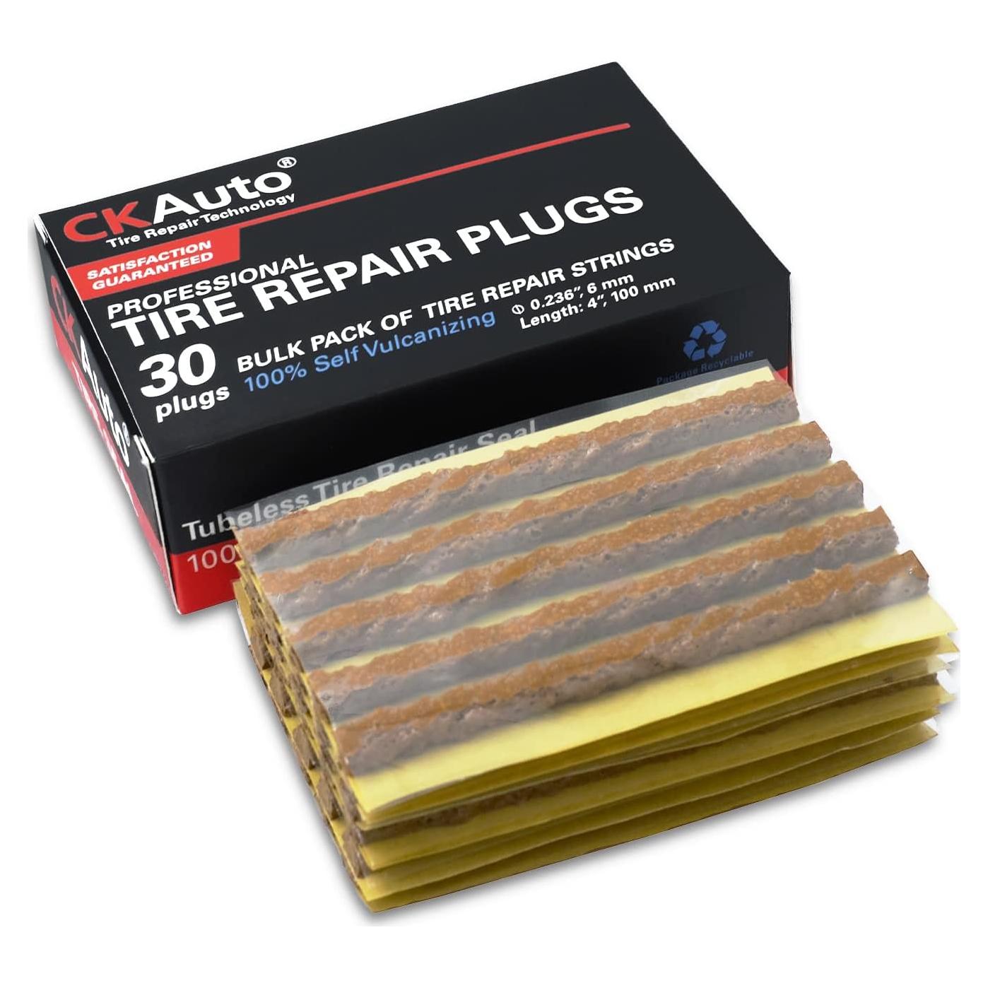 CKAuto 30pcs Cuerdas de Reparación de Neumáticos 10.16 cm Marrón