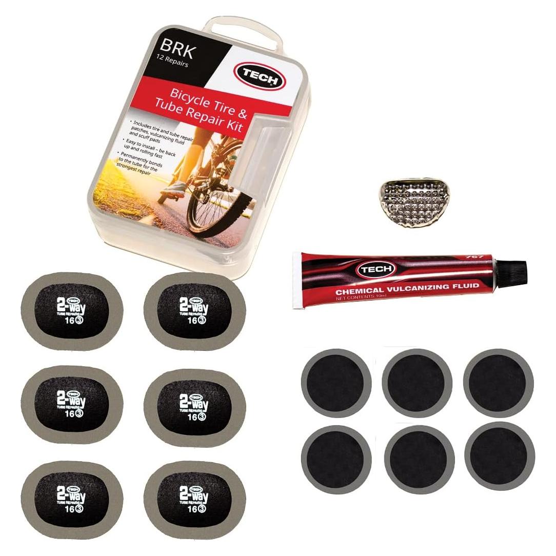 Kit de Parches para Tubos de Bicicleta TECH - 12 Parches y Líquido