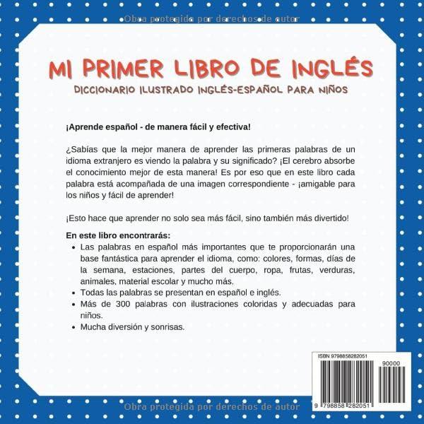 Mi Primer Libro de Inglés, Diccionario ilustrado Ingles Español para niños: Más de 300 palabras en inglés para niños bilingües. (Spanish Edition)