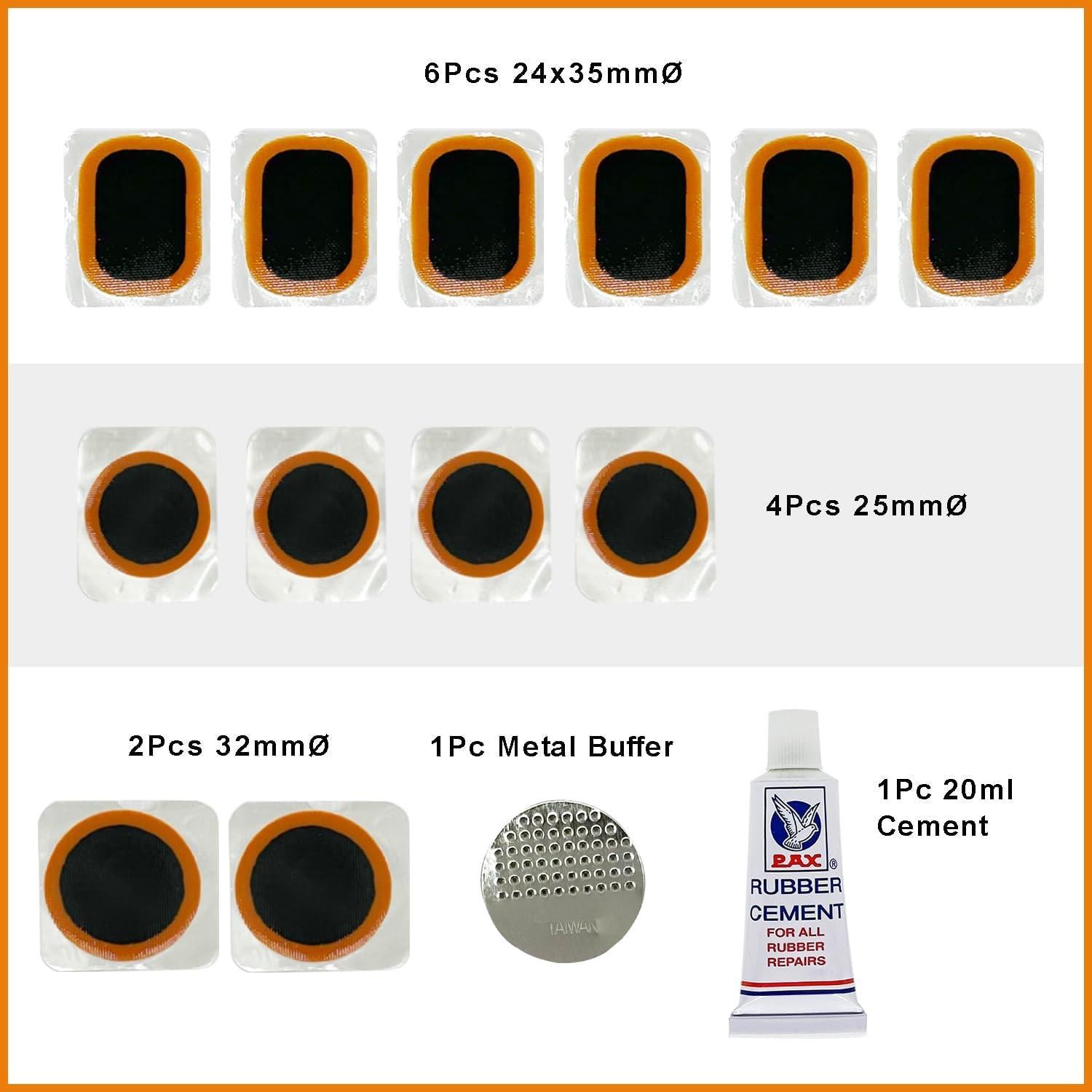 Kit de Parcheo de Neumáticos PAX 14 Piezas para Bicicleta
