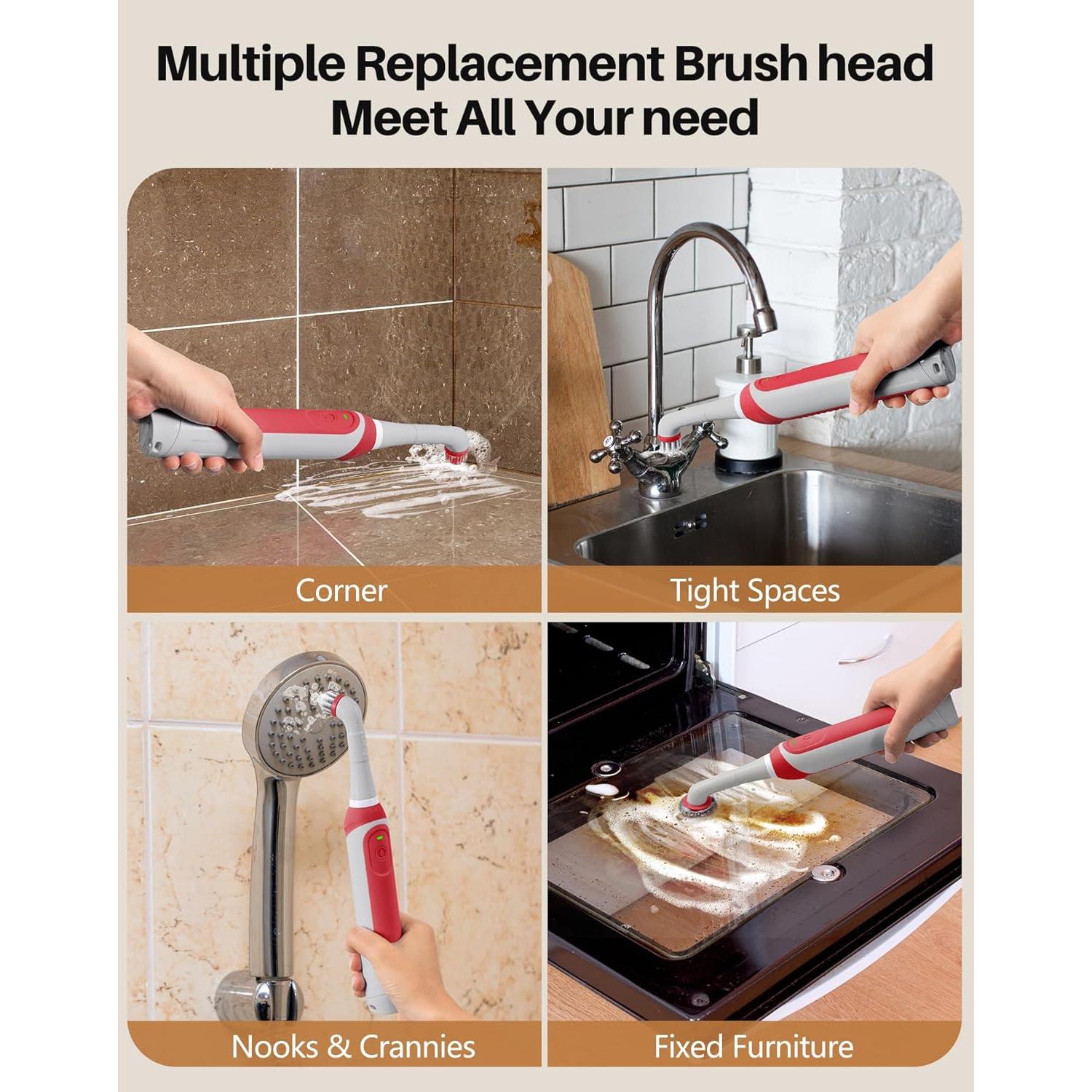 Cepillo de Lechada Eléctrico kHelfer Recargable con 5 Cabezas