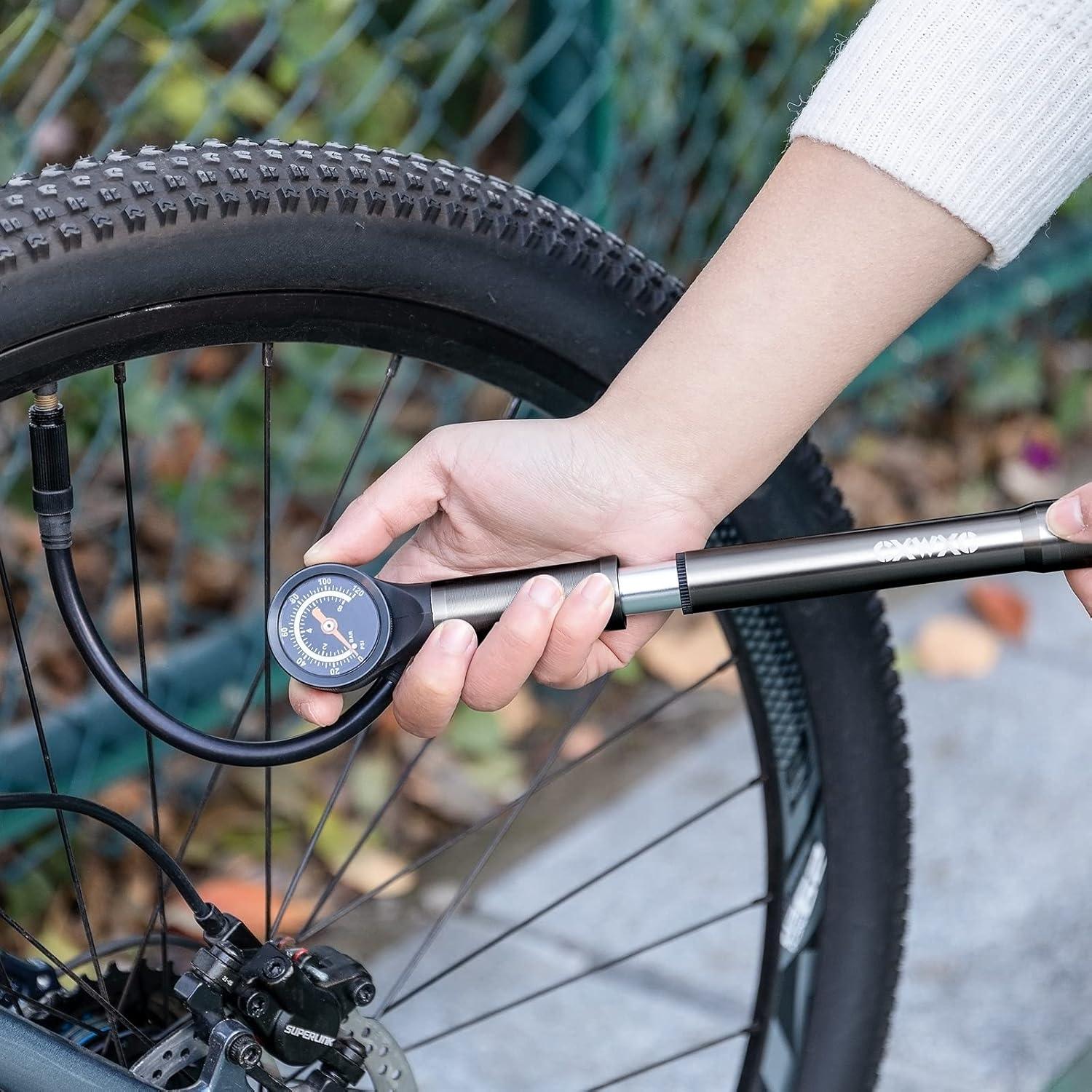 Bomba de Bicicleta Portátil CXWXC Mini con Manómetro 120 PSI