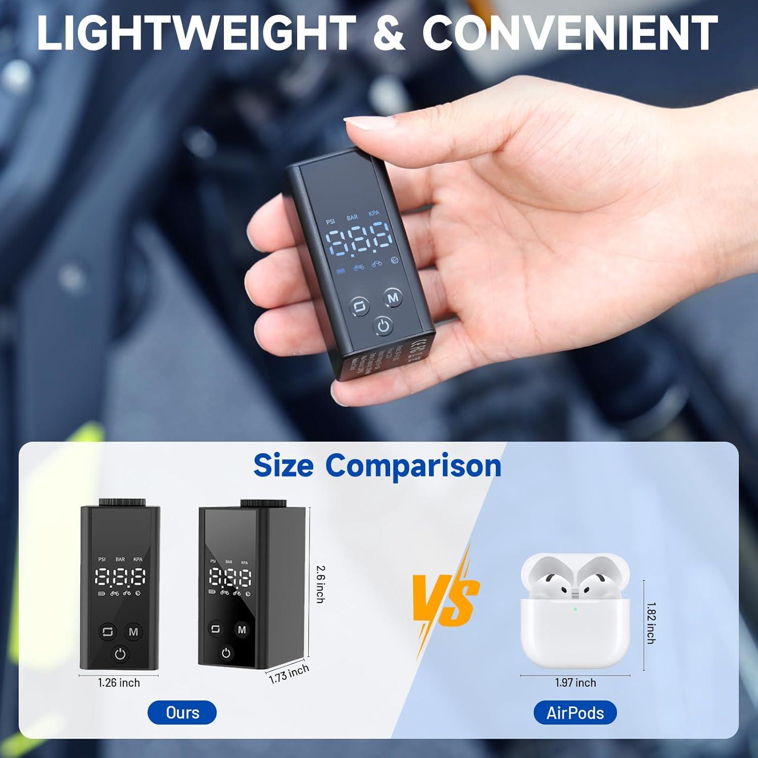 Mini bomba de aire eléctrica AUMENTAR con manómetro 120 PSI