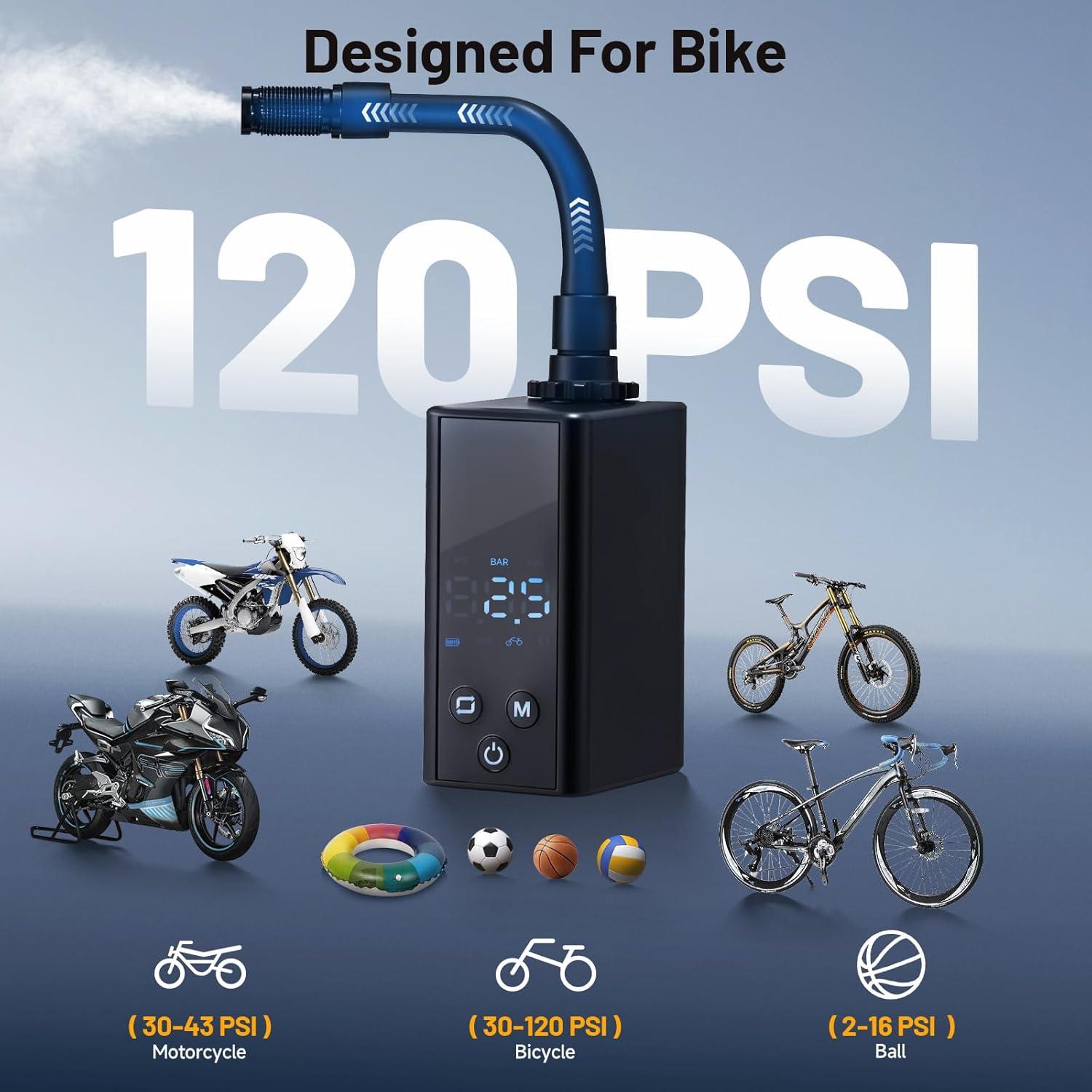 Mini bomba de aire eléctrica AUMENTAR con manómetro 120 PSI