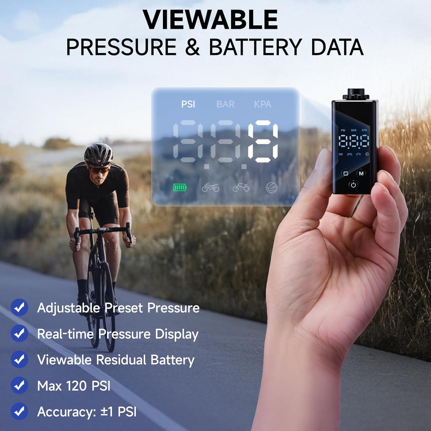 Mini bomba de aire eléctrica AUMENTAR con manómetro 120 PSI