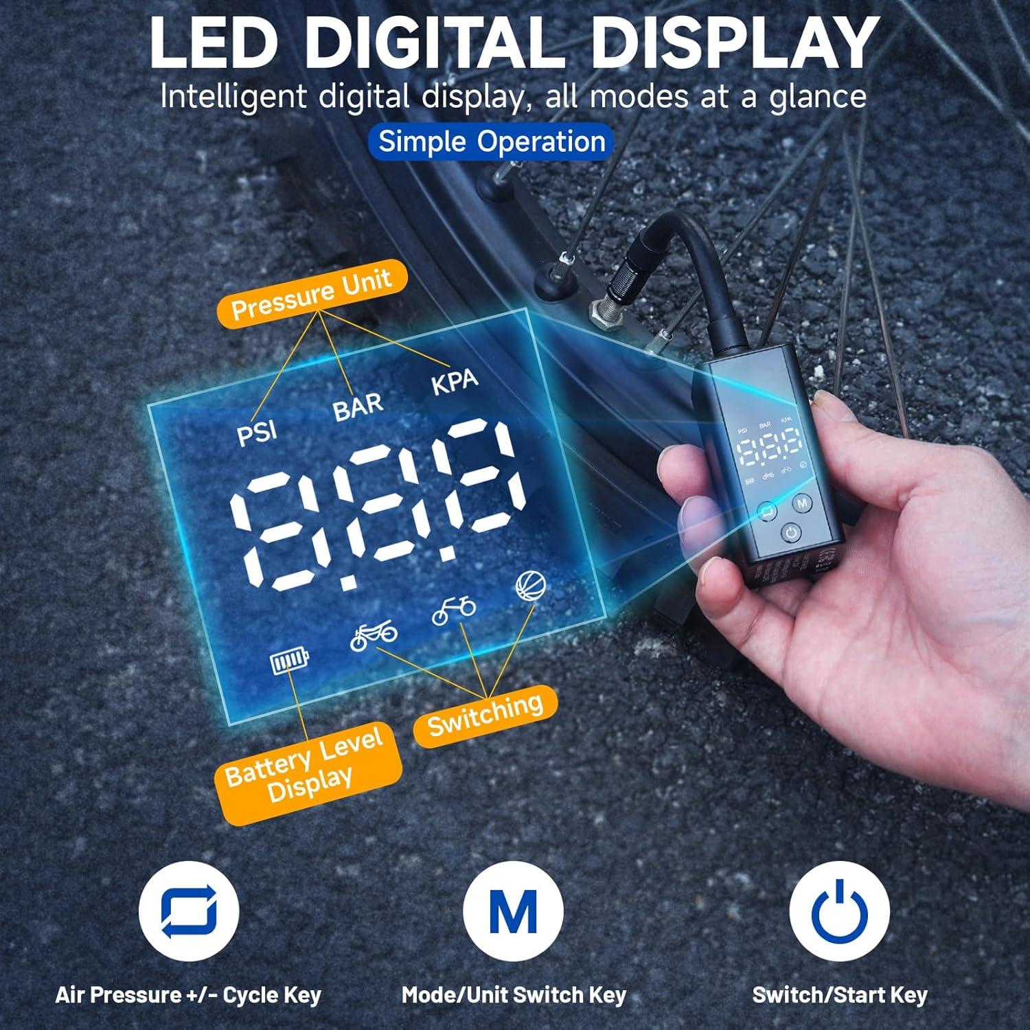 Mini bomba de aire eléctrica AUMENTAR con manómetro 120 PSI