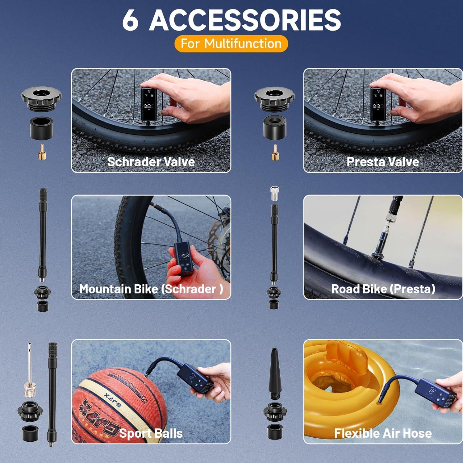 Mini bomba de aire eléctrica AUMENTAR con manómetro 120 PSI