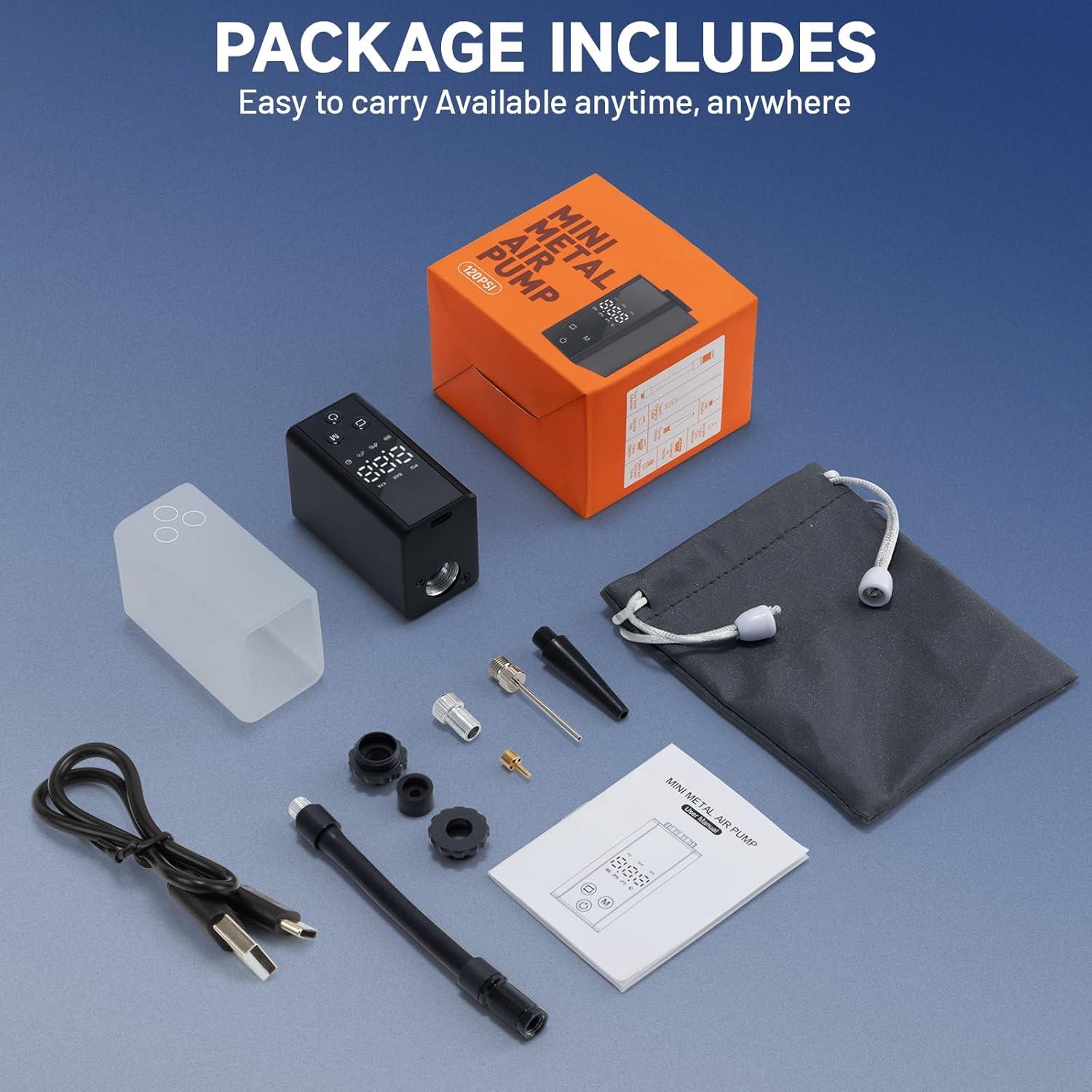 Mini bomba de aire eléctrica AUMENTAR con manómetro 120 PSI