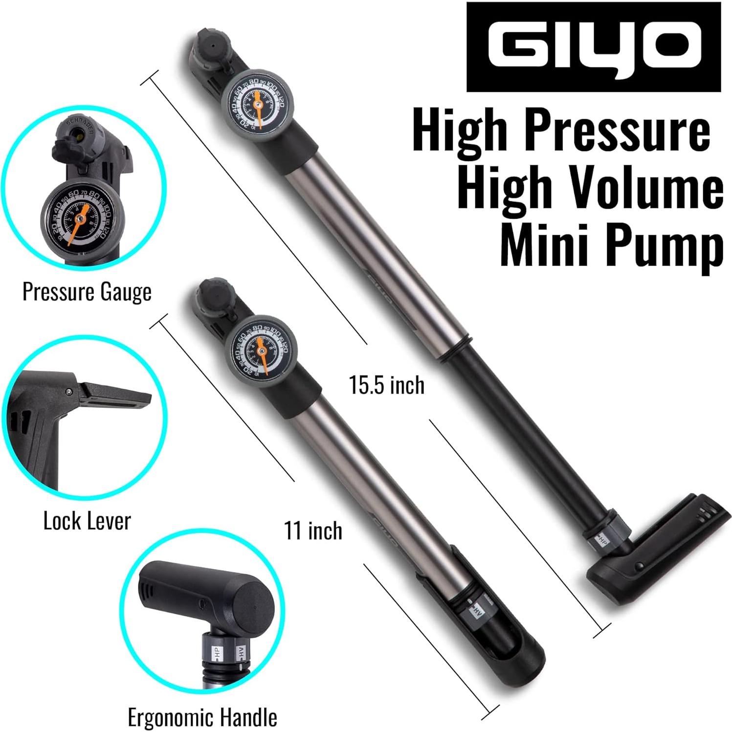 Bomba de Bicicleta GIYO GP-993 2 Etapas HP HV 120 PSI