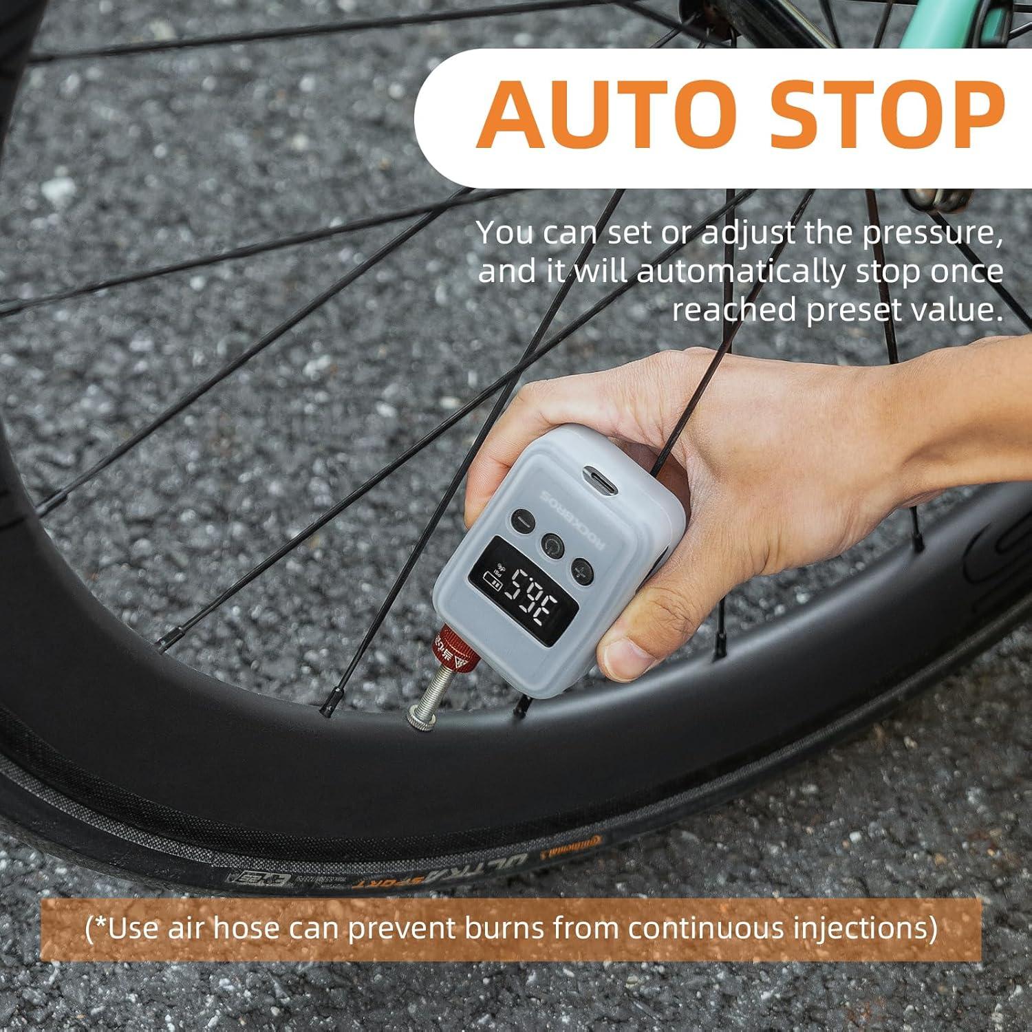 Bomba Eléctrica Portátil ROCKBROS 150 PSI con Manómetro