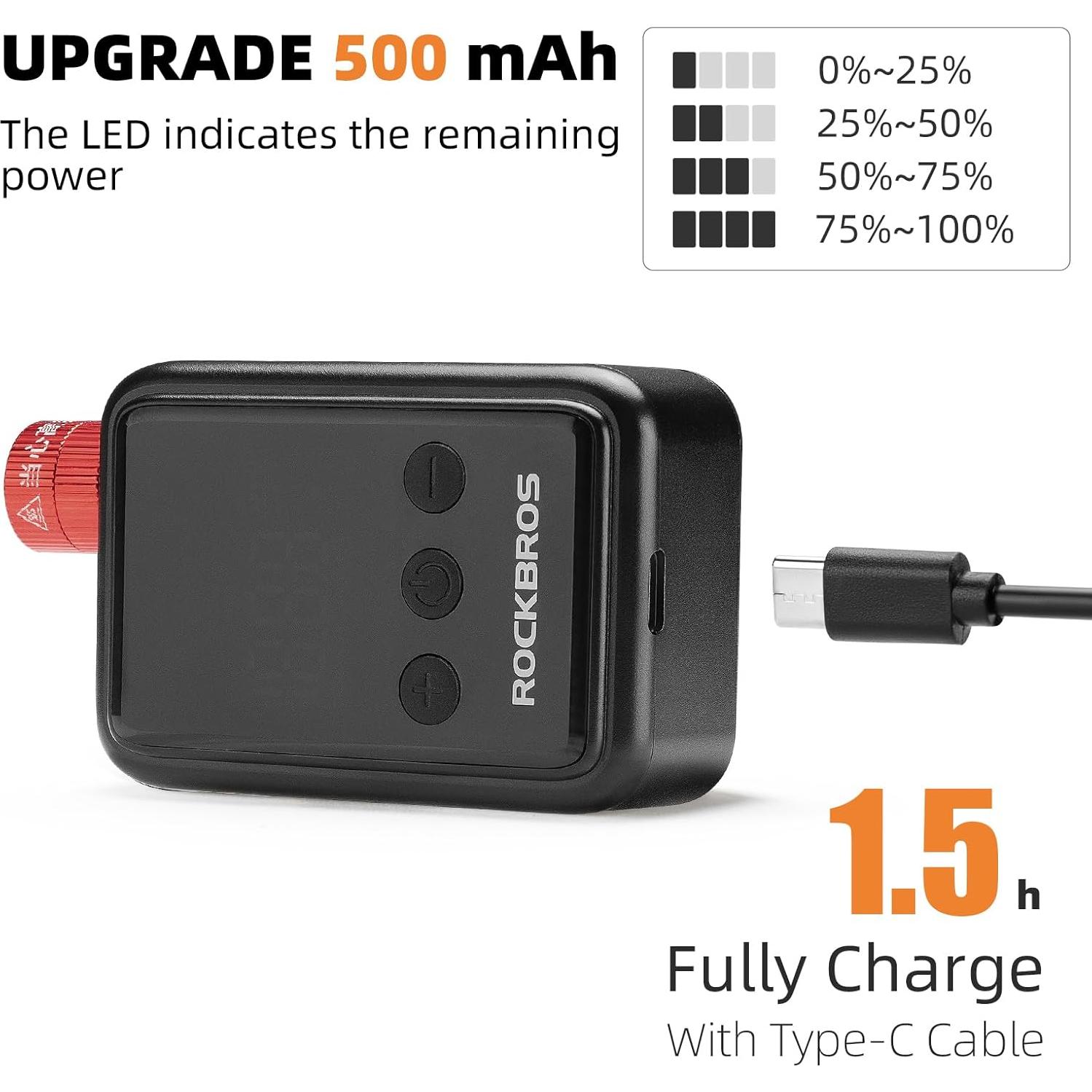 Bomba Eléctrica Portátil ROCKBROS 150 PSI con Manómetro