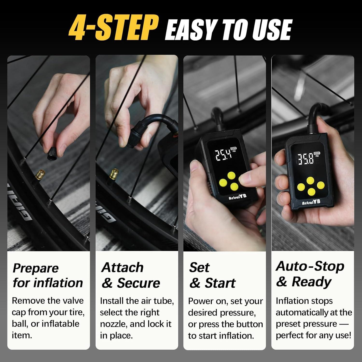 Mini Bomba de Aire AetralYB 150PSI para Bicicletas y Más