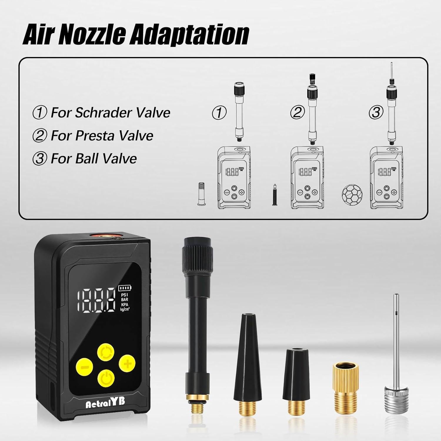 Mini Bomba de Aire AetralYB 150PSI para Bicicletas y Más