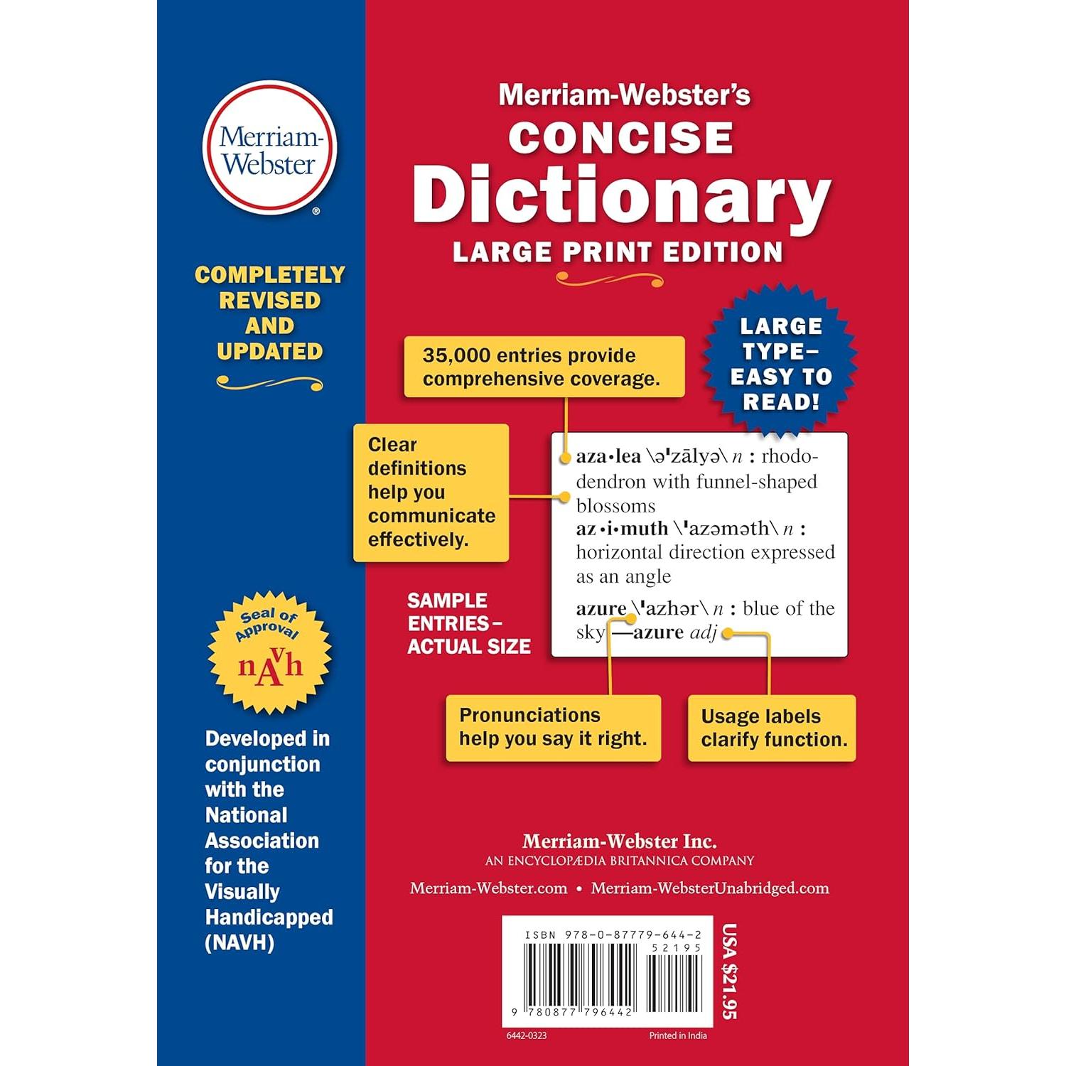 Merriam-Webster’s Concise Dictionary: Large Print Edition