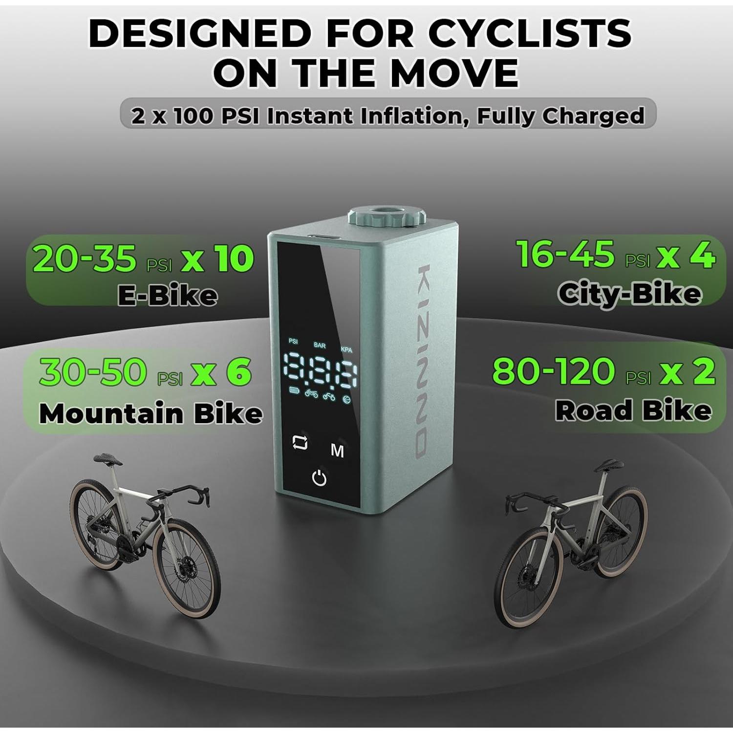 Mini bomba de bicicleta KIZINNO B7 120 PSI portátil verde