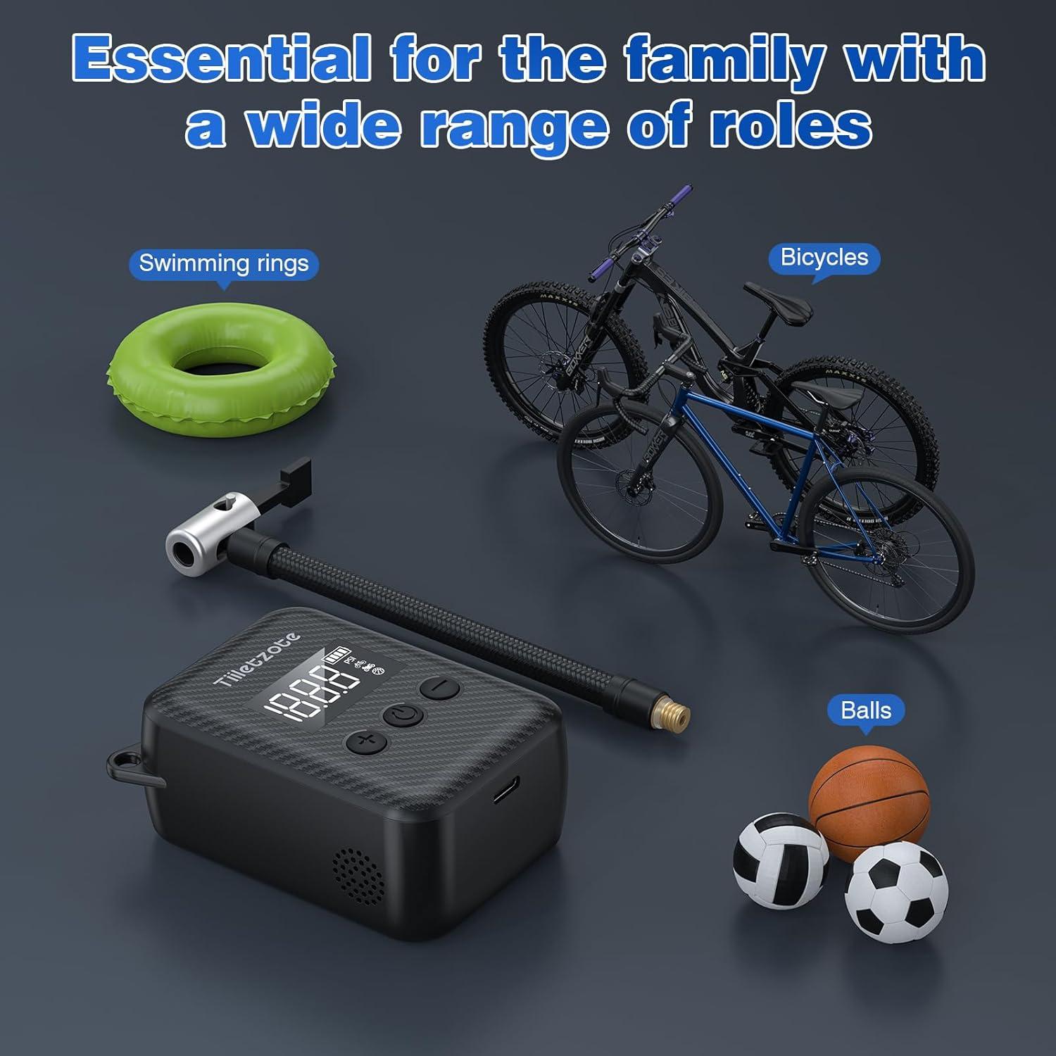 Bomba de Bicicleta Eléctrica Tiiletzote Mini 130 PSI Portátil