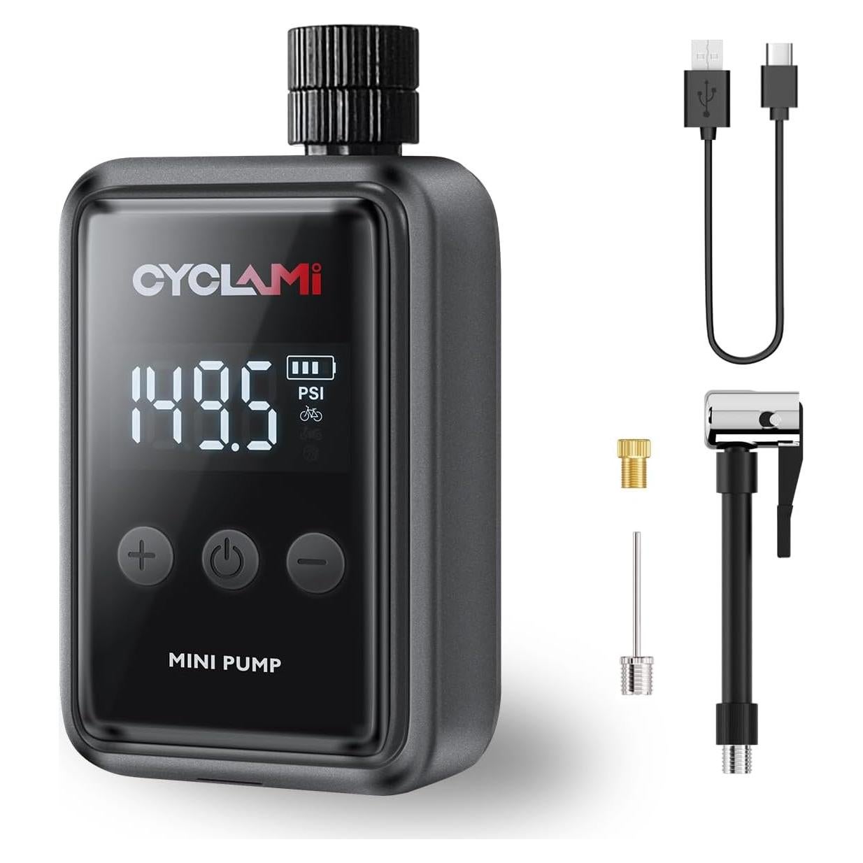 Bomba de Bicicleta Eléctrica CYCLAMI 150 PSI Mini Portátil