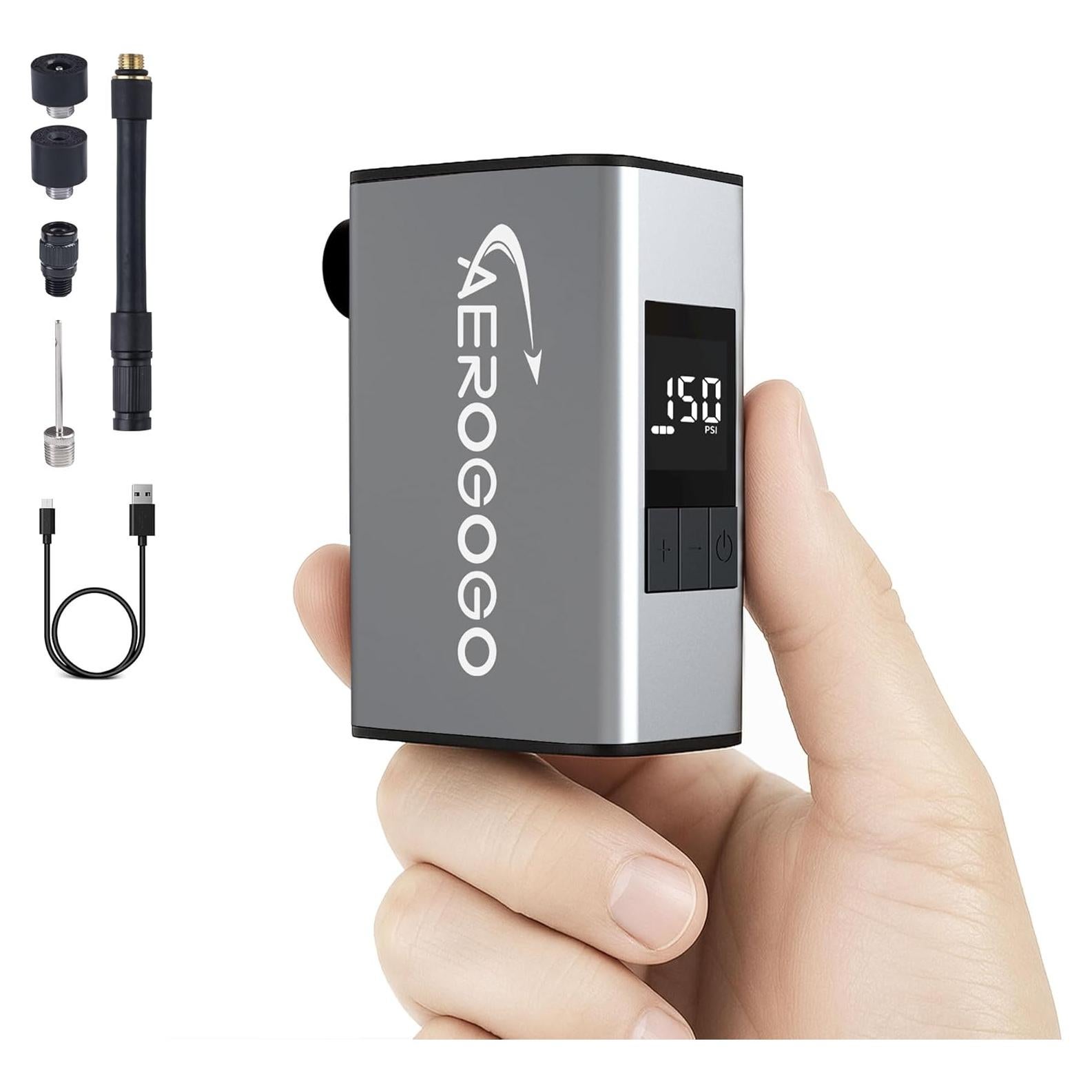Bomba de neumáticos portátil Aerogogo A3 Max 150 PSI con manómetro