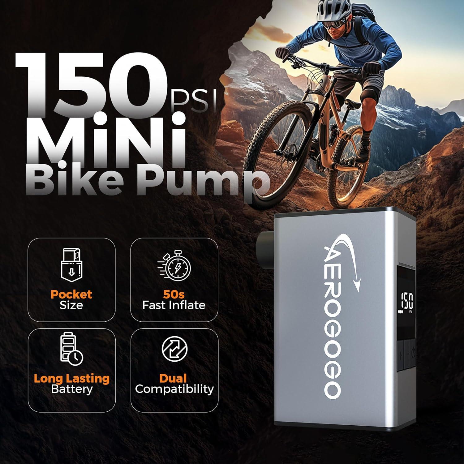 Bomba de neumáticos portátil Aerogogo A3 Max 150 PSI con manómetro