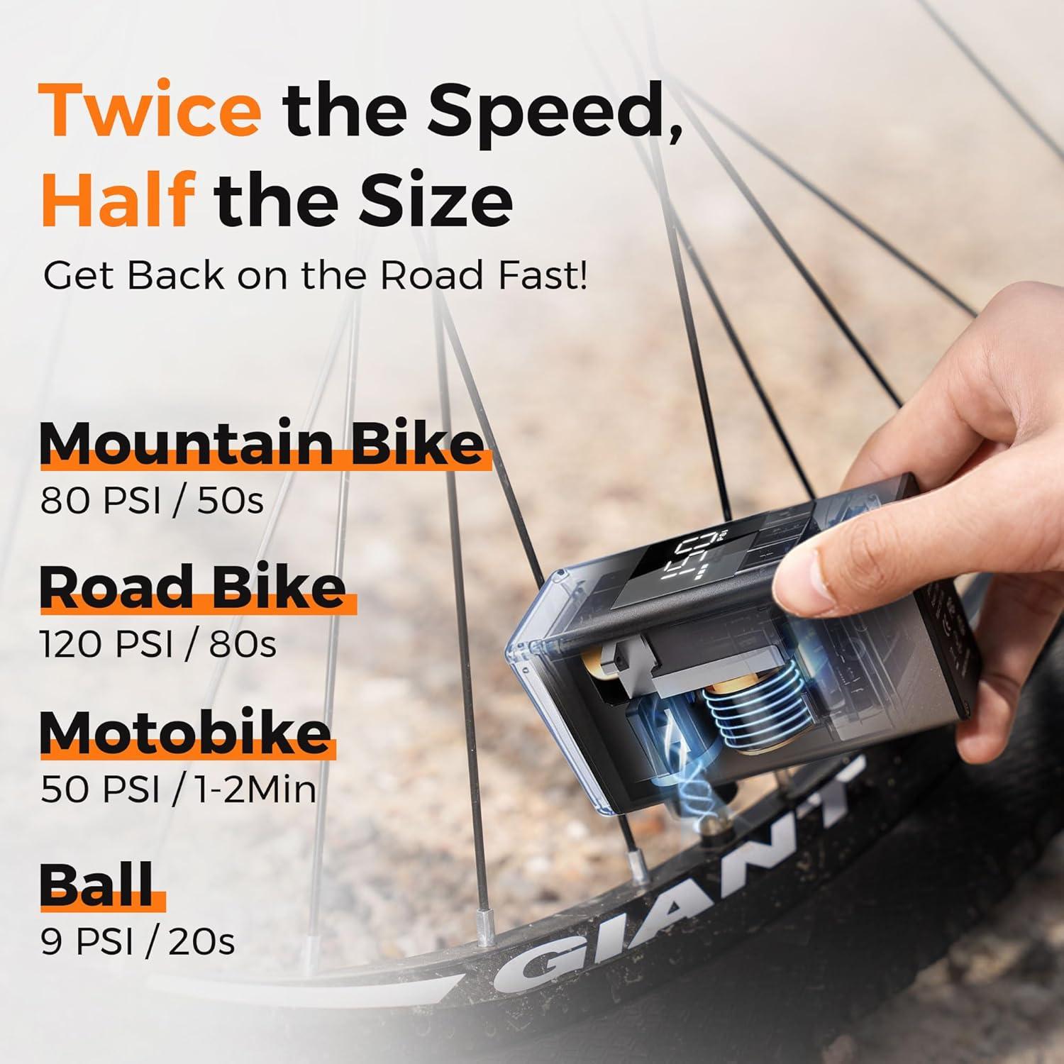 Bomba de neumáticos portátil Aerogogo A3 Max 150 PSI con manómetro