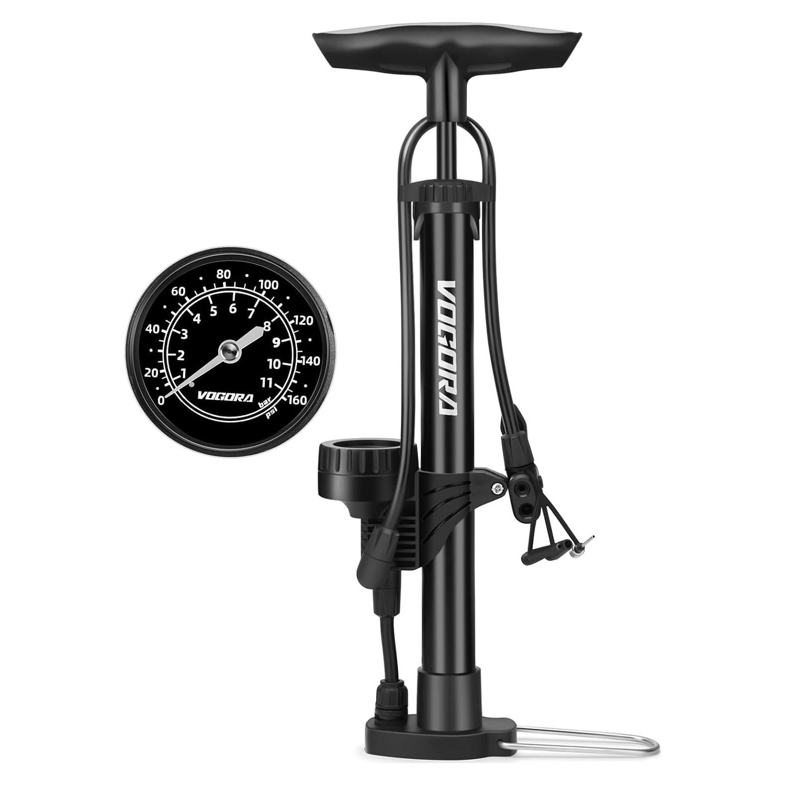 Bomba de Bicicleta VOGORA con Manómetro, Portátil, Doble Válvula