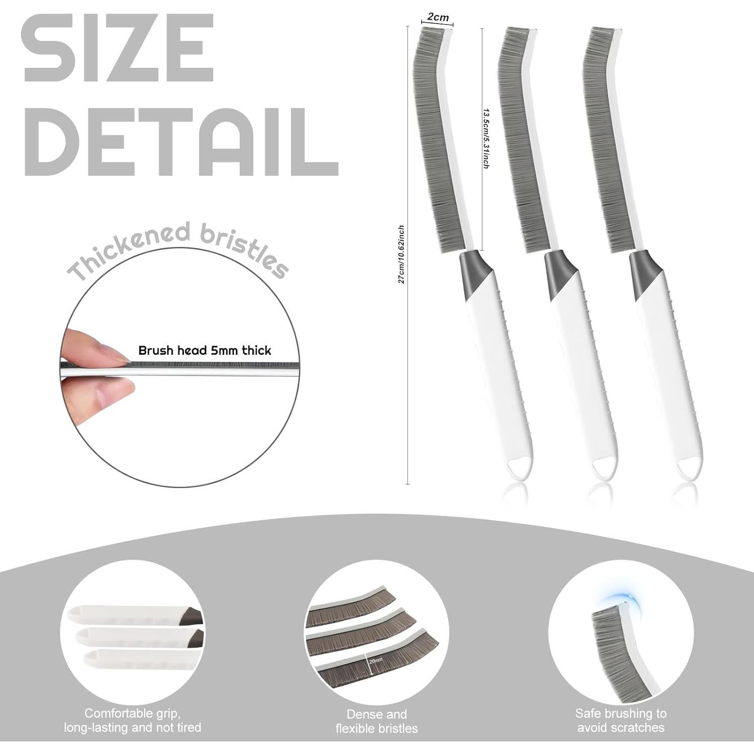 Cepillo de limpieza de ranuras YIGAARUI - 3 piezas, ángulo 15°