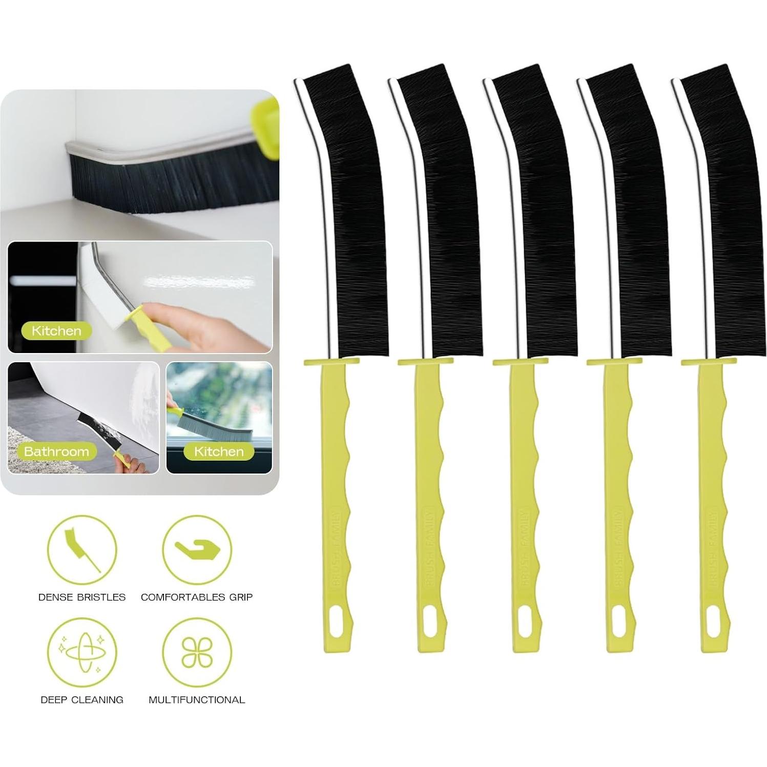 Paquete de 5 Cepillos de Limpieza de Ranuras FAMILIA CEPILLO - Cerdas Rígidas para Juntas y Esquinas