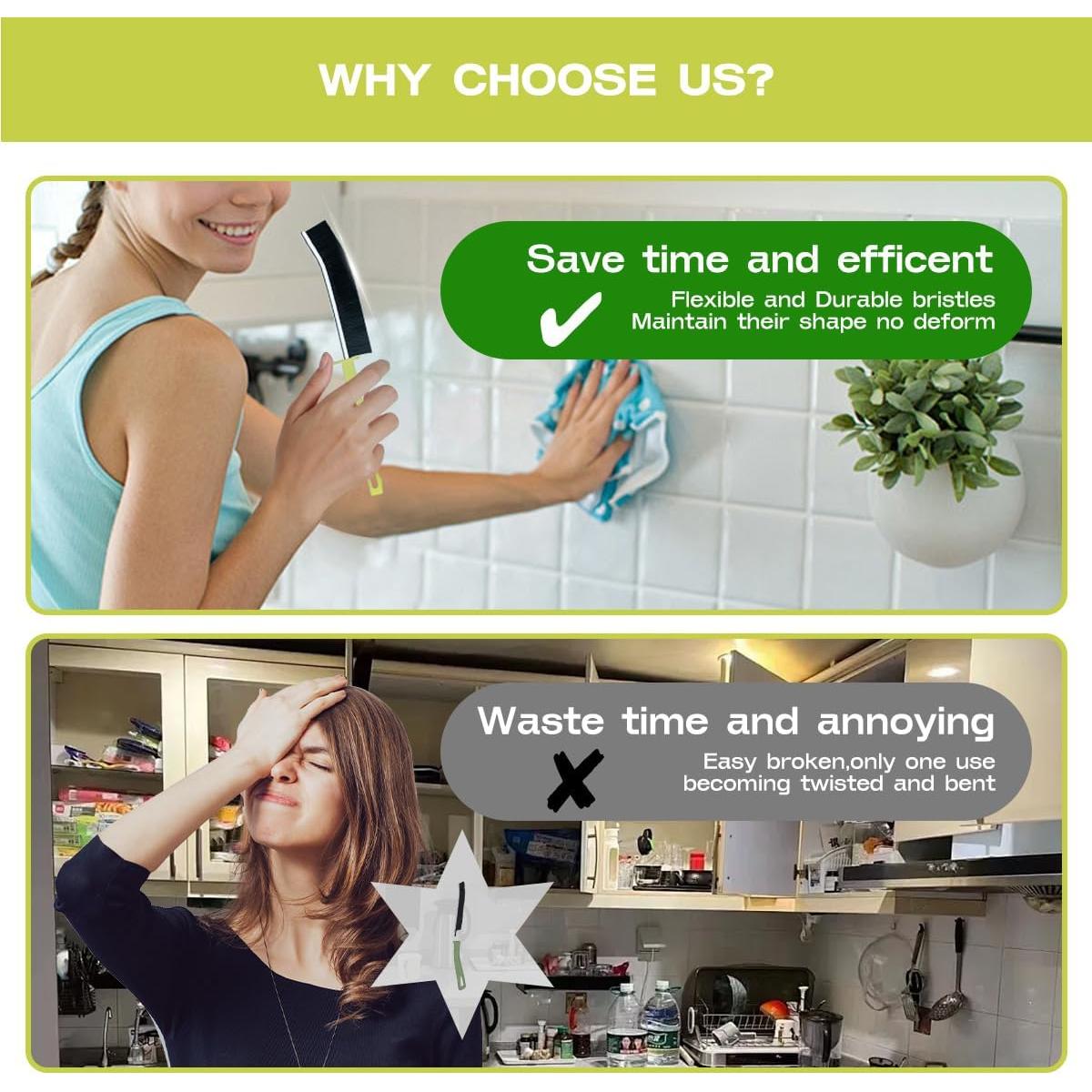 Paquete de 5 Cepillos de Limpieza de Ranuras FAMILIA CEPILLO - Cerdas Rígidas para Juntas y Esquinas