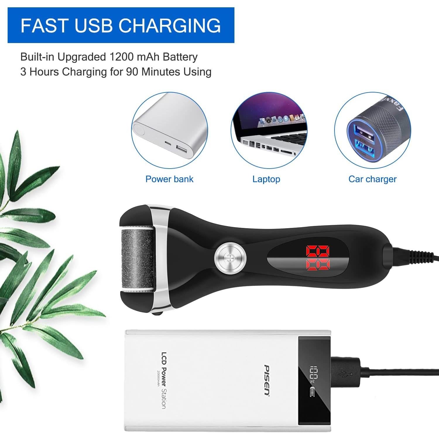 Removedor de Callos Eléctrico Elmchee con 3 Cabezas y 2 Velocidades