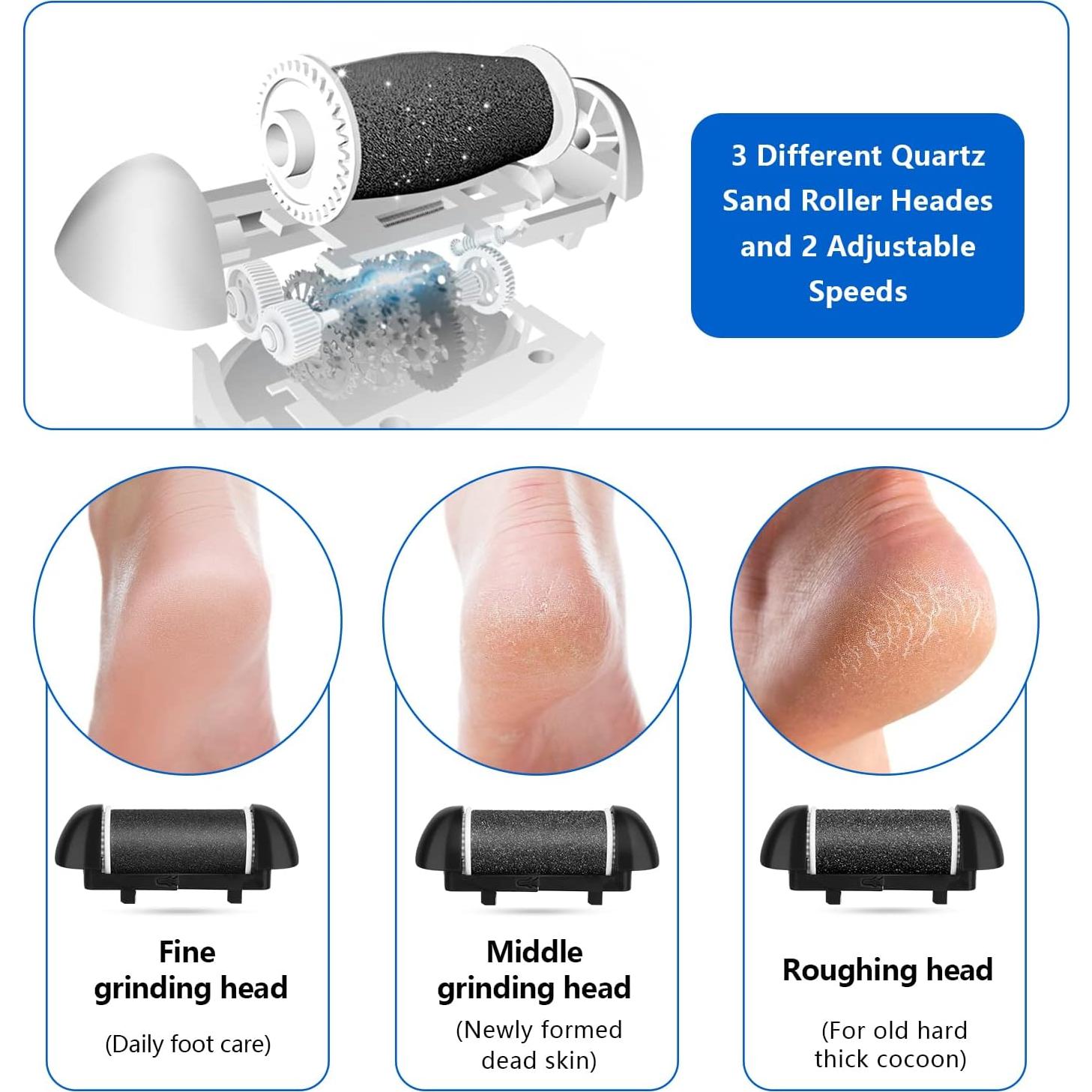 Removedor de Callos Eléctrico Elmchee con 3 Cabezas y 2 Velocidades