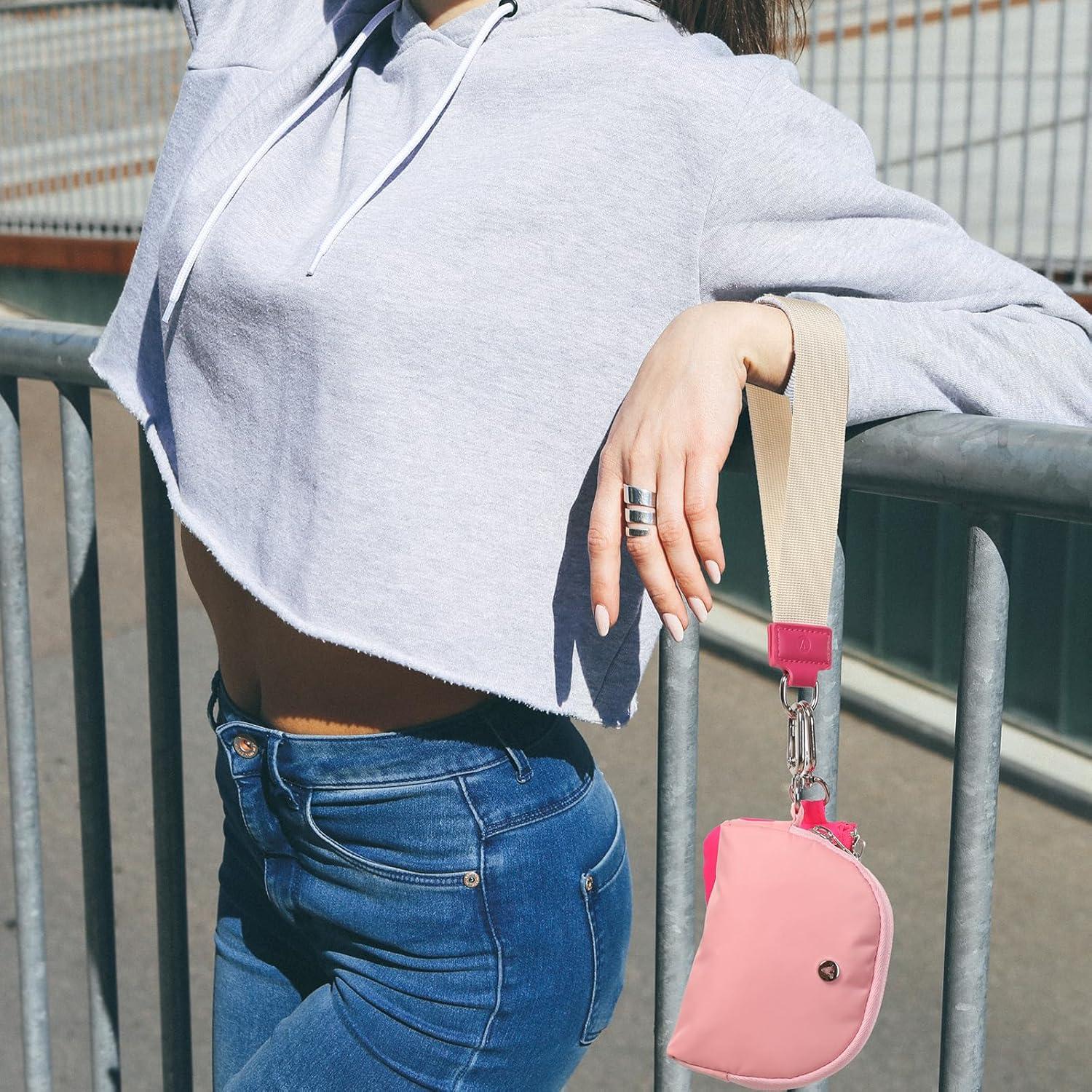 Cartera de Llave con Muñequera para Mujeres Doble Cierre