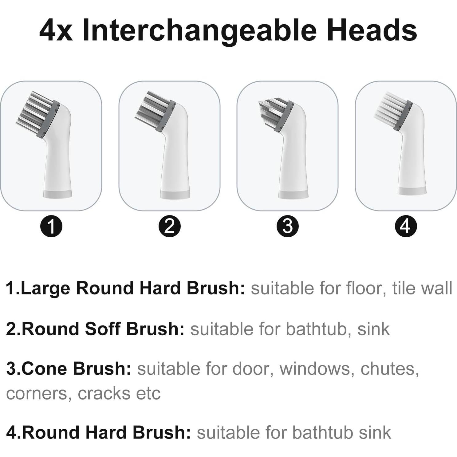Cepillo Eléctrico de Limpieza SOARING con 4 Cabezas - Gris
