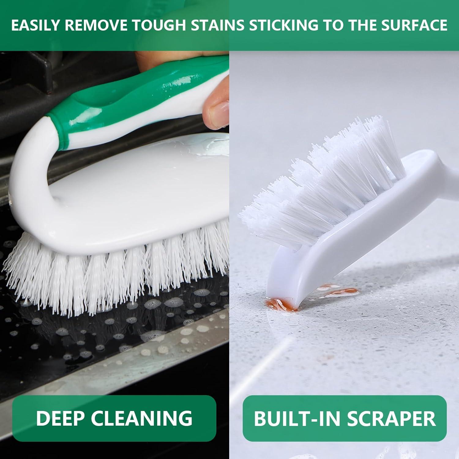 Juego de 4 Cepillos de Fregar HileSwan con Raspador Verde