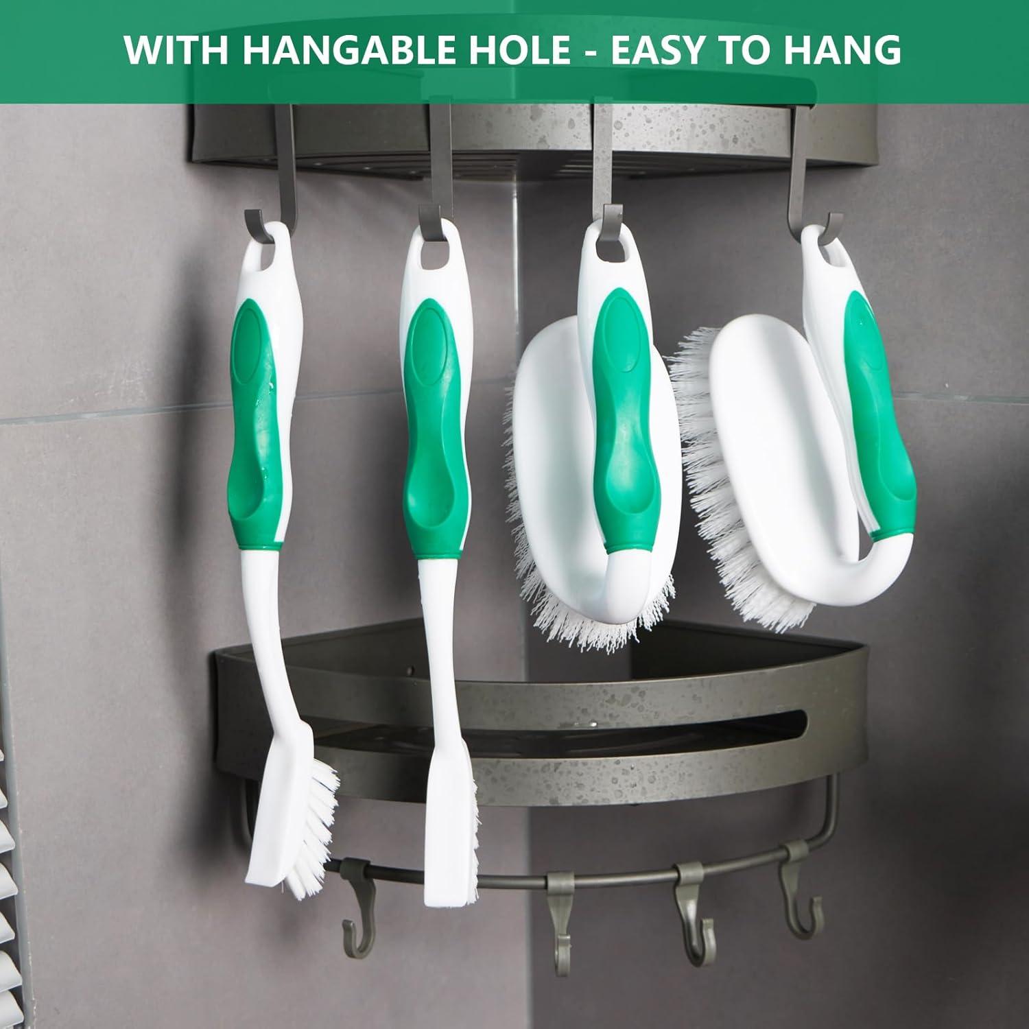 Juego de 4 Cepillos de Fregar HileSwan con Raspador Verde