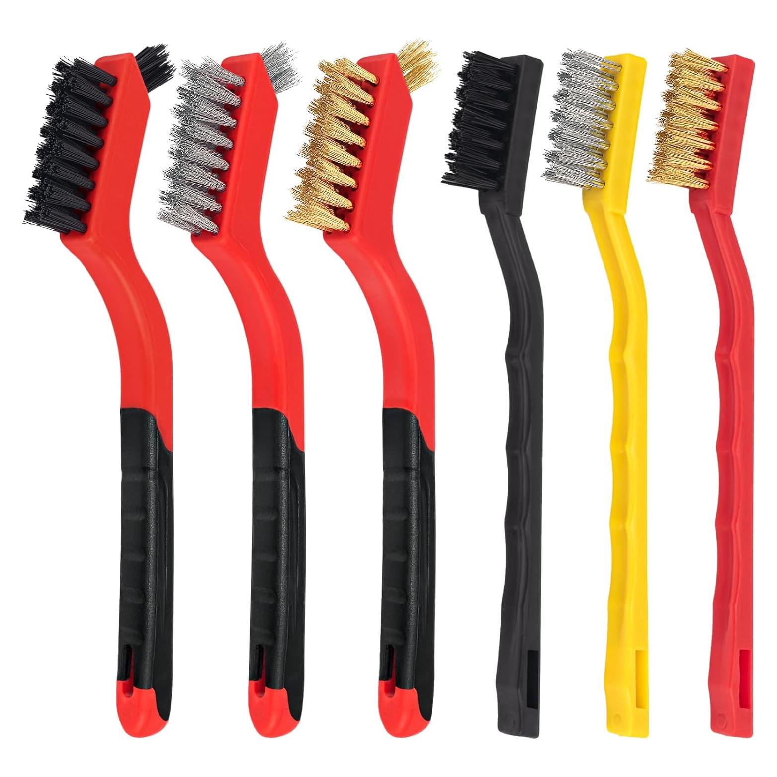 Juego de Cepillos de Alambre 6Pcs MS-6PS Acero Inoxidable/Latón/Nylon