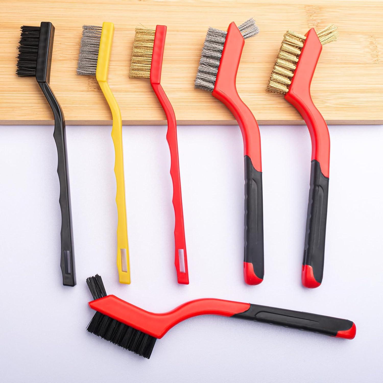 Juego de Cepillos de Alambre 6Pcs MS-6PS Acero Inoxidable/Latón/Nylon