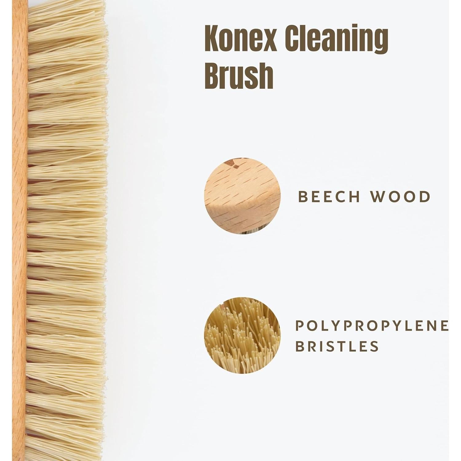 Cepillo de Mano KONEX de Madera y Cerdas Rígidas 20cm