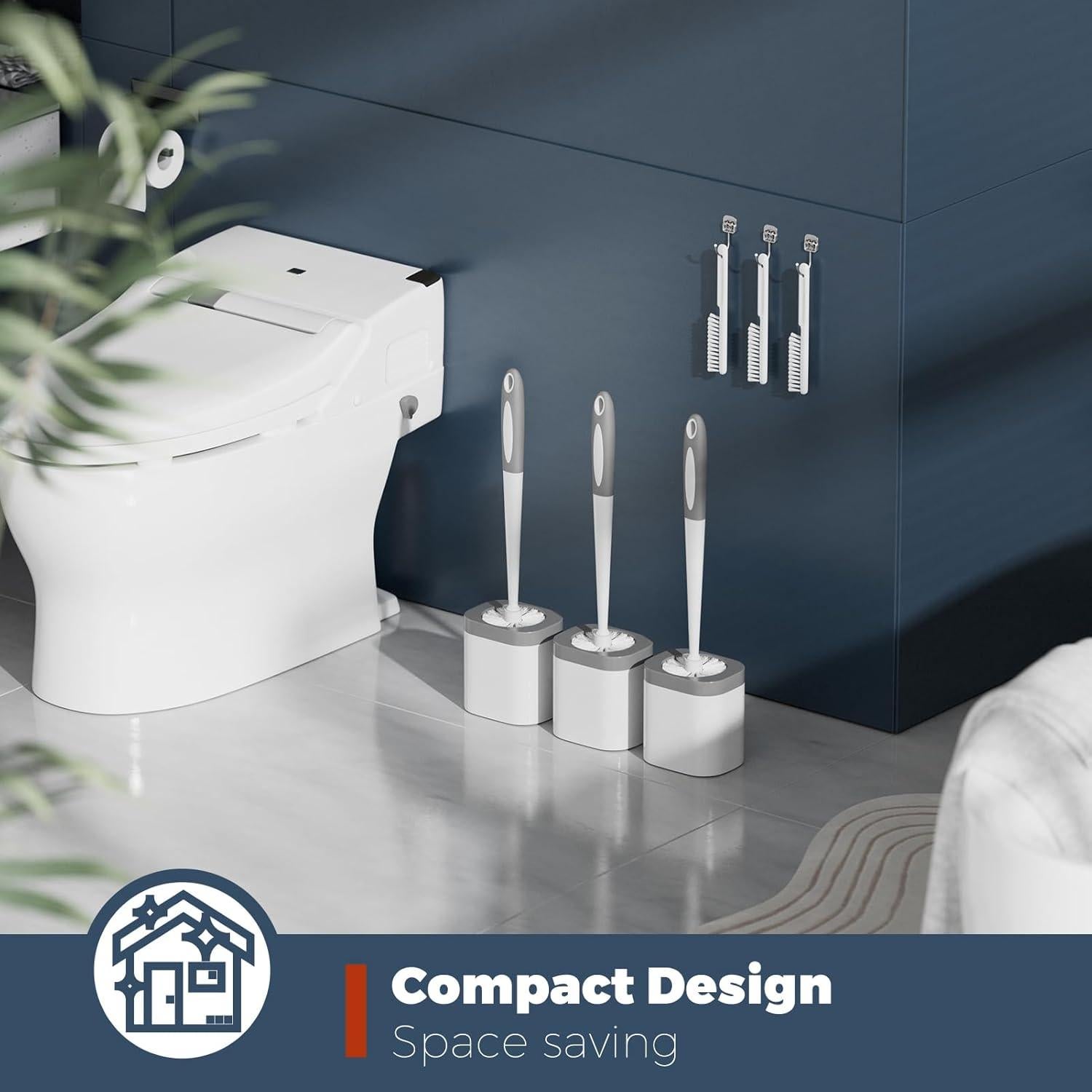 Juego de 3 Cepillos de Inodoro Holaloha con Soporte Blanco