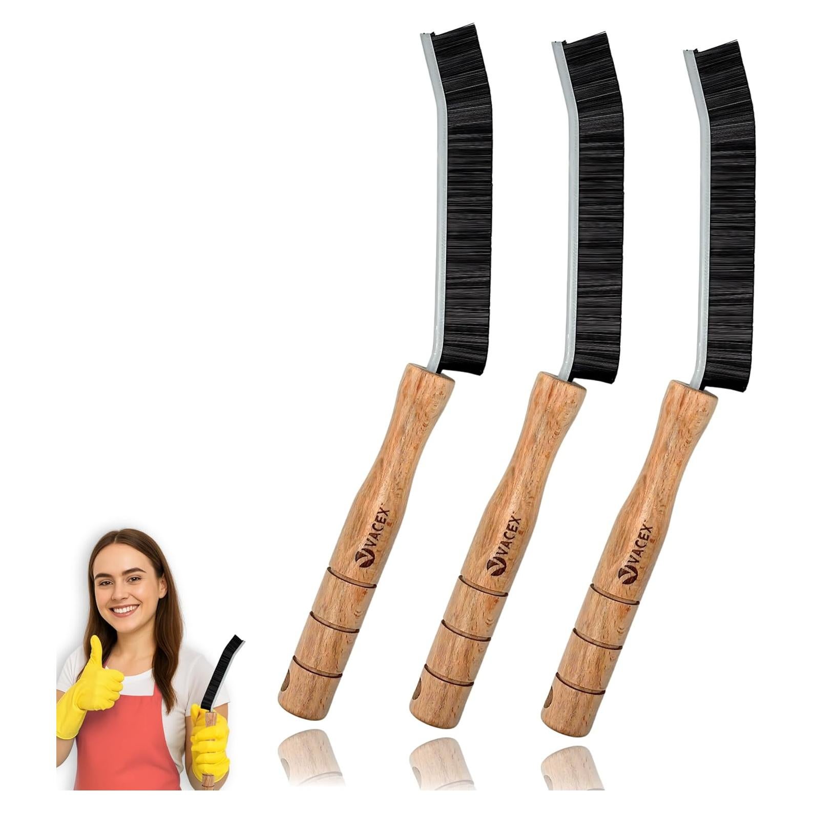 Cepillo de Limpieza de Ranuras VACEXT - 3 Unidades Cerdas Duras