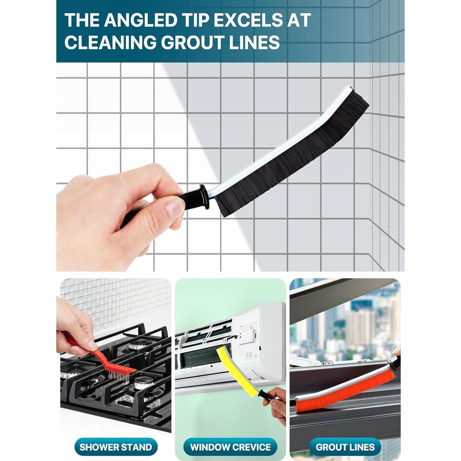 Juego de 6 Cepillos de Limpieza de Ranuras KOSPRIE - Cerdas Duras