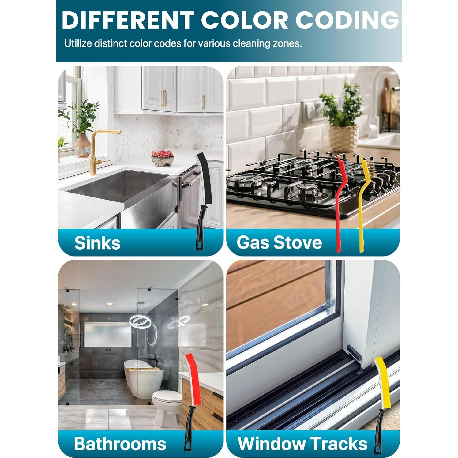 Juego de 6 Cepillos de Limpieza de Ranuras KOSPRIE - Cerdas Duras